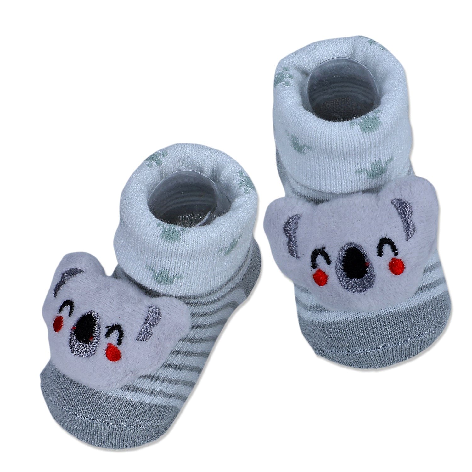 Baby Moo Blushing Koala Cotton Anti-Skid 3D Socks - Grey - Baby Moo