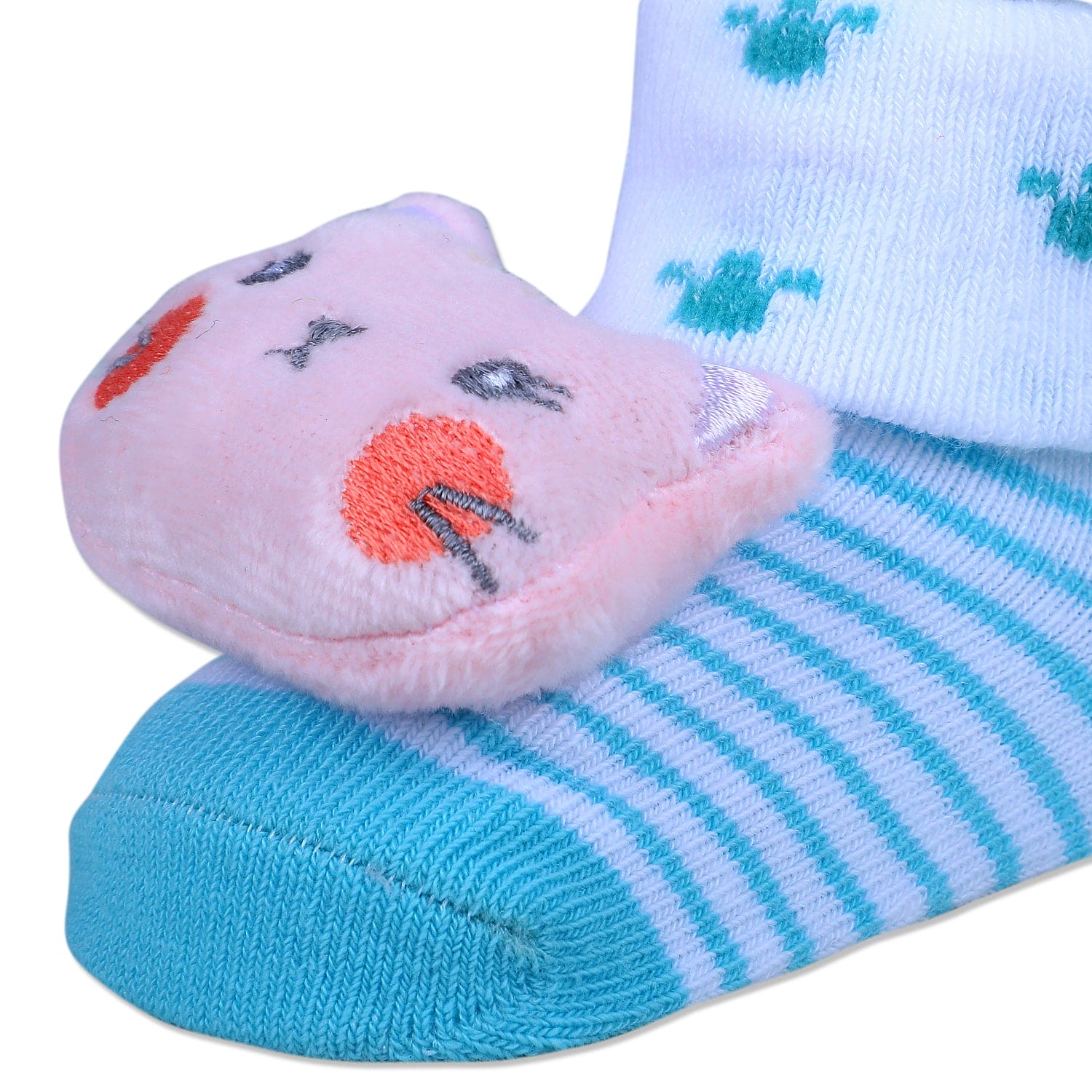 Baby Moo Naughty Cat Cotton Anti-Skid 3D Socks - Blue - Baby Moo