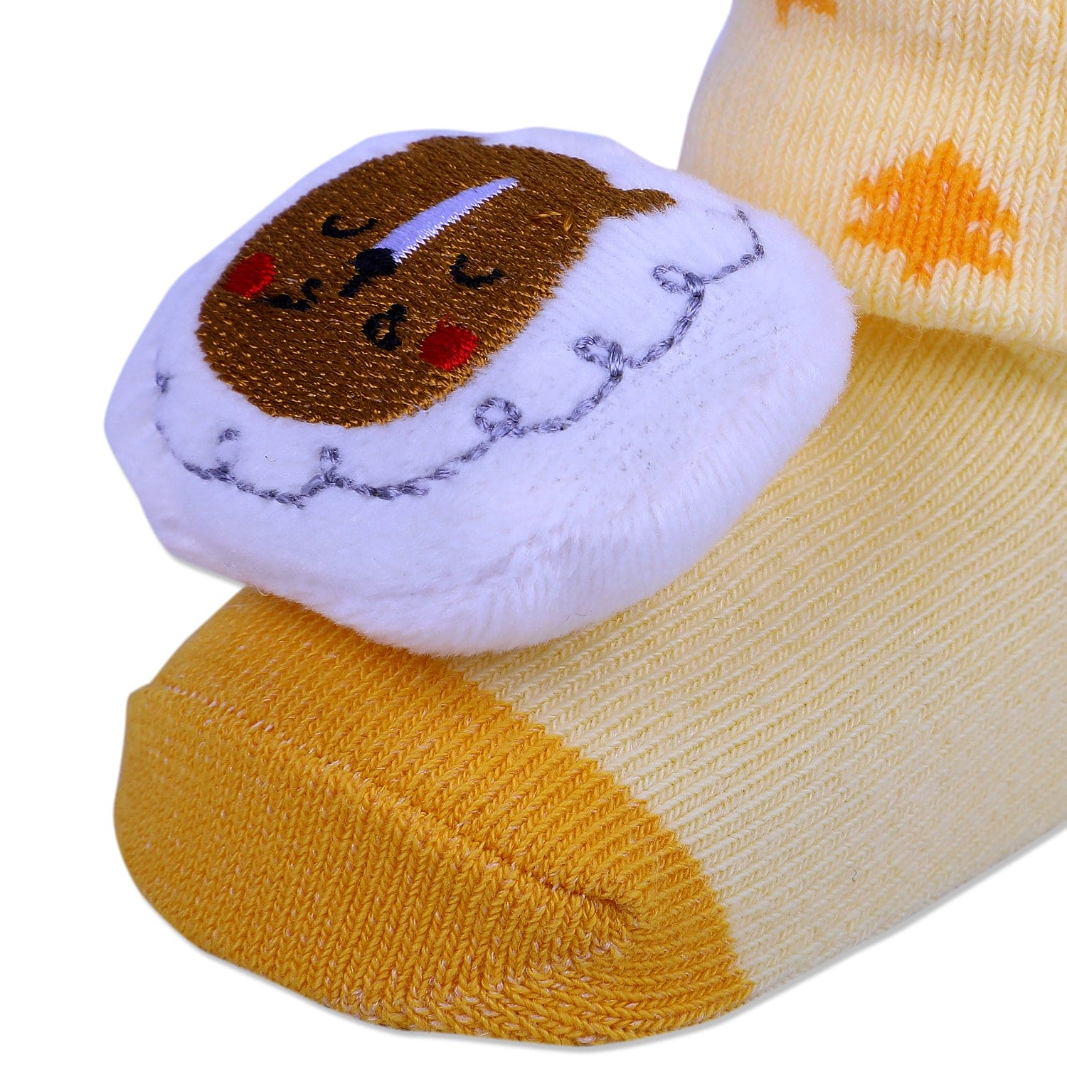 Baby Moo Sleeping Bear Cotton Anti-Skid 3D Socks - Yellow - Baby Moo