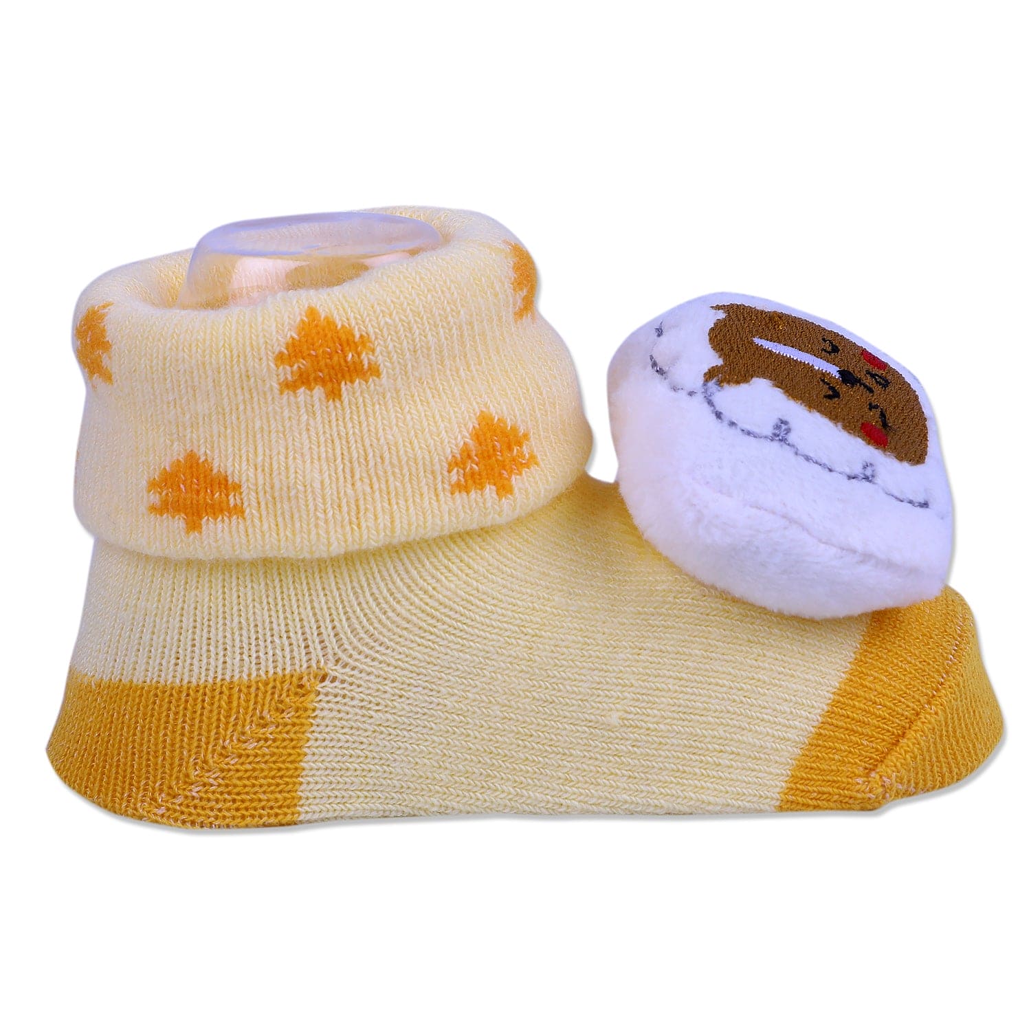 Baby Moo Sleeping Bear Cotton Anti-Skid 3D Socks - Yellow - Baby Moo