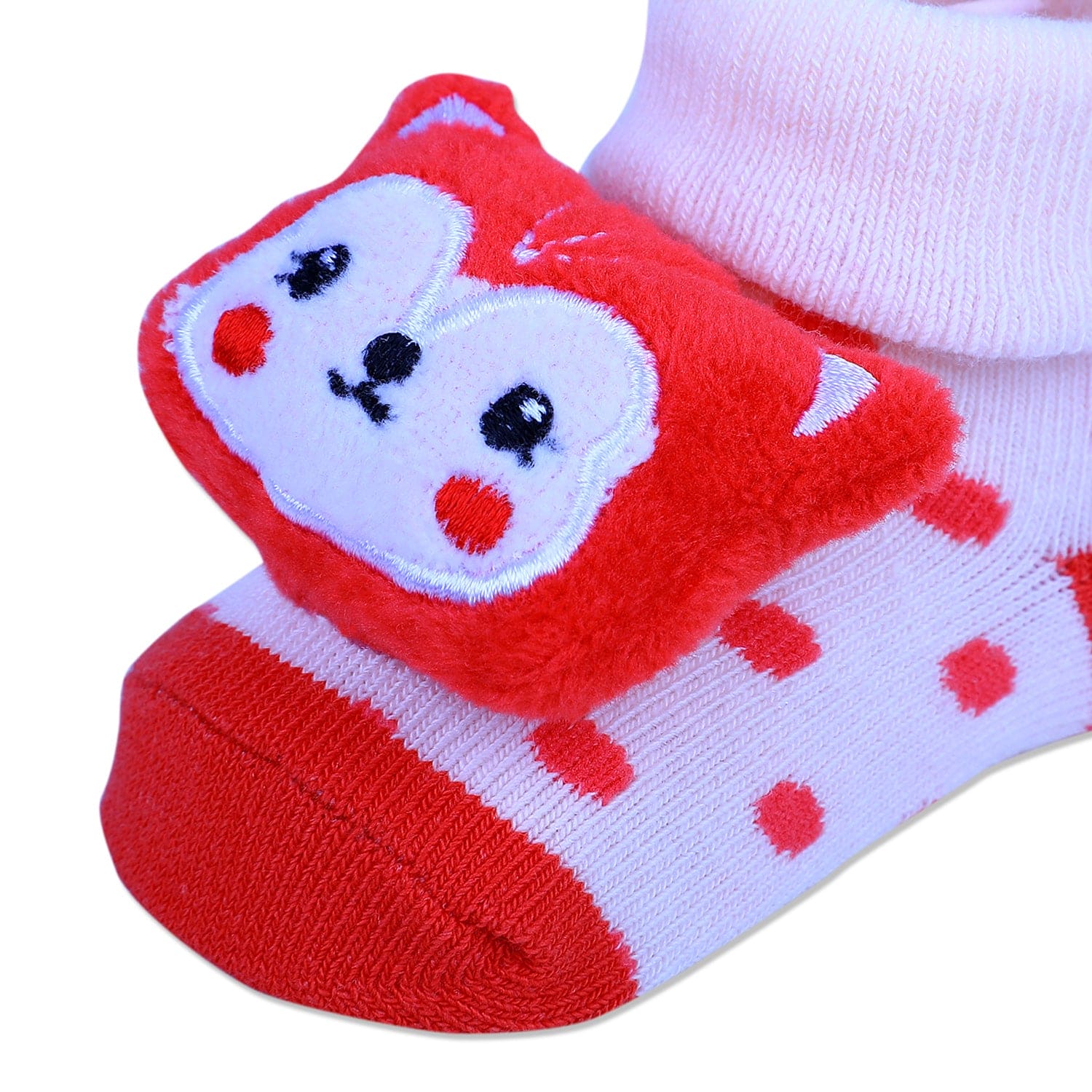 Baby Moo Foxy Cotton Anti-Skid 3D Socks - Cream - Baby Moo