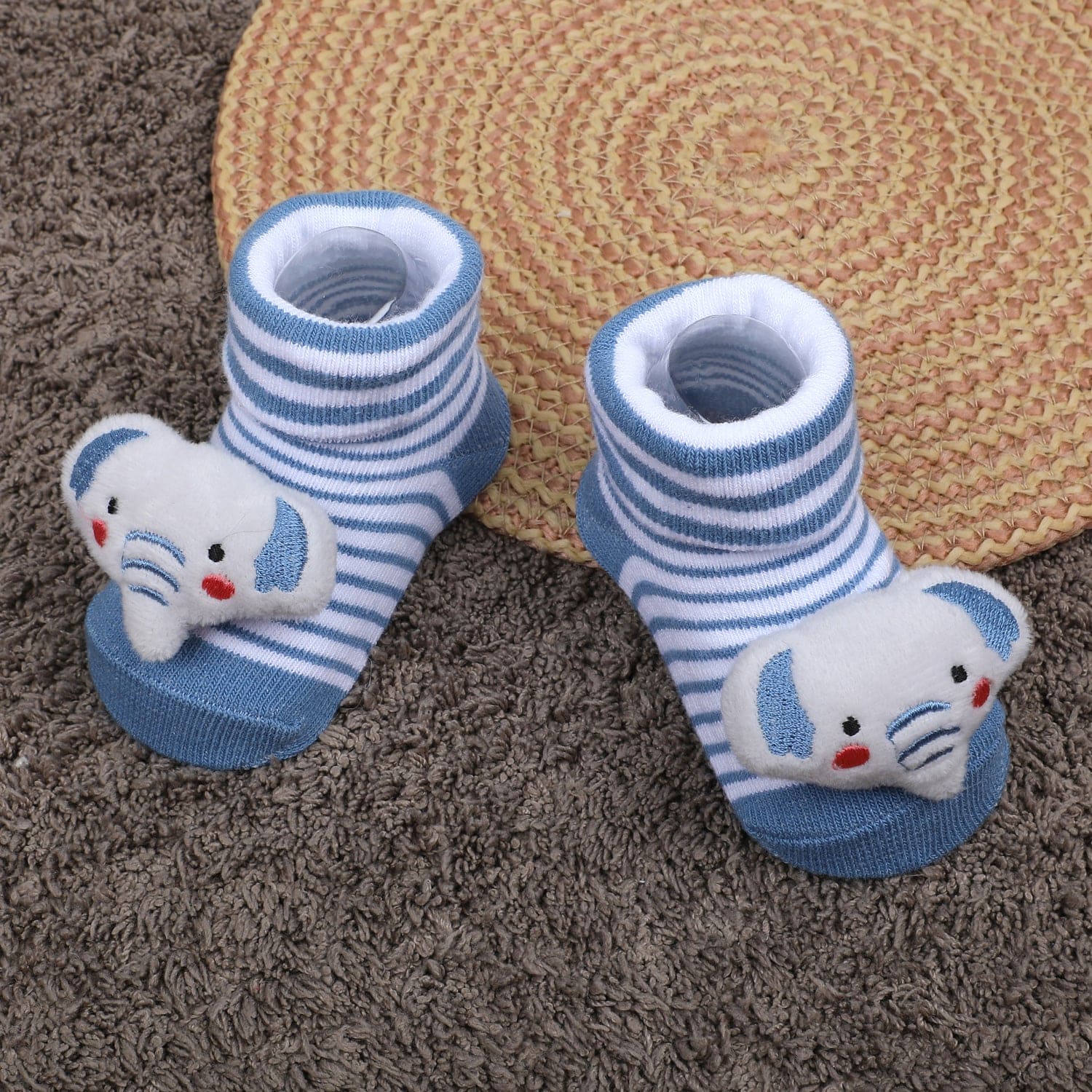 Baby Moo Elephant Trunk Cotton Anti-Skid 3D Socks - Blue - Baby Moo