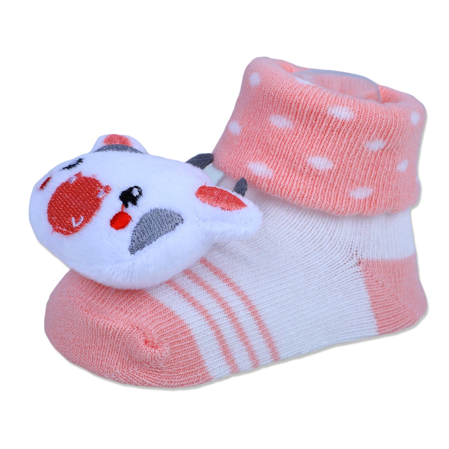 Baby Moo Cute Cow Cotton Anti-Skid 3D Socks - Peach - Baby Moo
