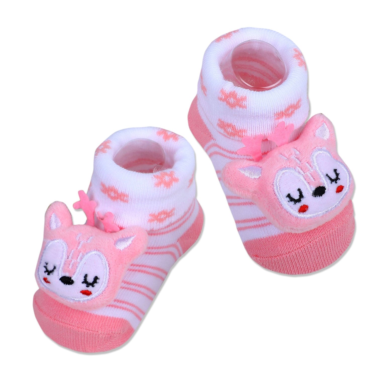 Baby Moo Sleepy Puppy Cotton Anti-Skid 3D Socks - Pink - Baby Moo