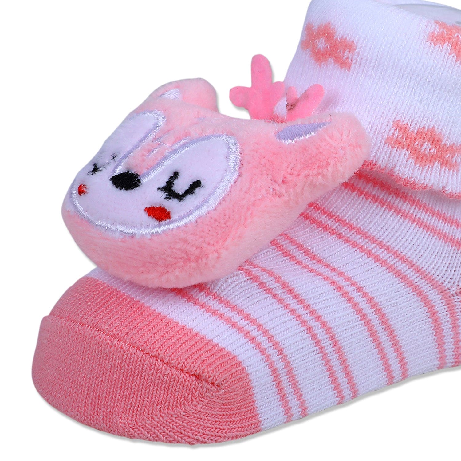 Baby Moo Sleepy Puppy Cotton Anti-Skid 3D Socks - Pink - Baby Moo