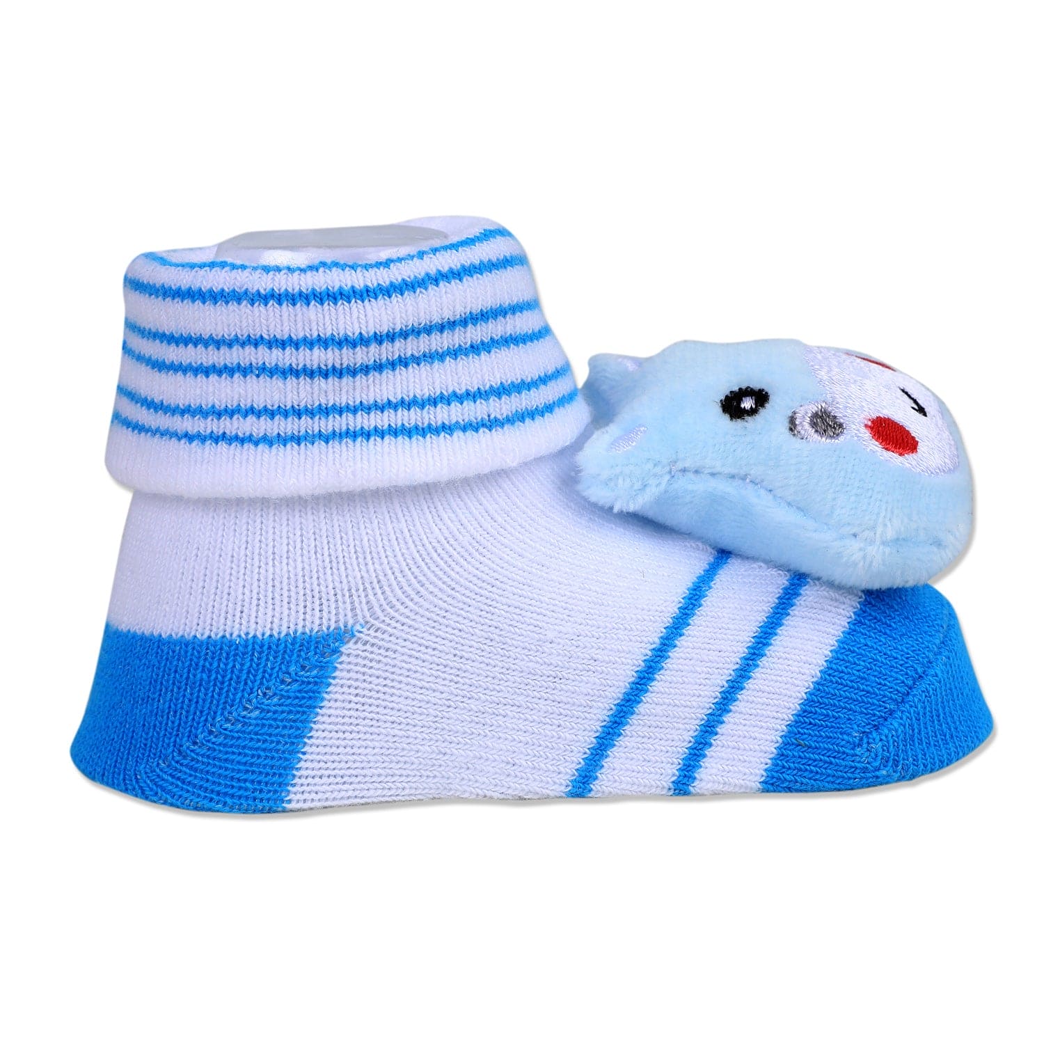Baby Moo Little Hippo Cotton Anti-Skid 3D Socks - White - Baby Moo