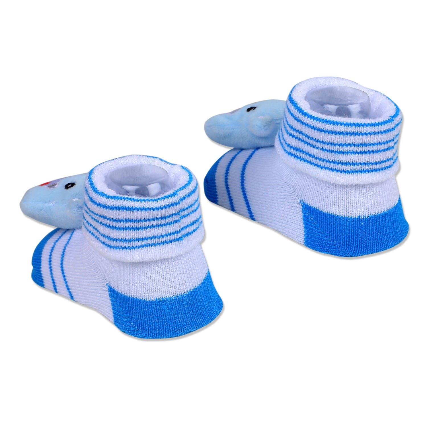 Baby Moo Little Hippo Cotton Anti-Skid 3D Socks - White - Baby Moo