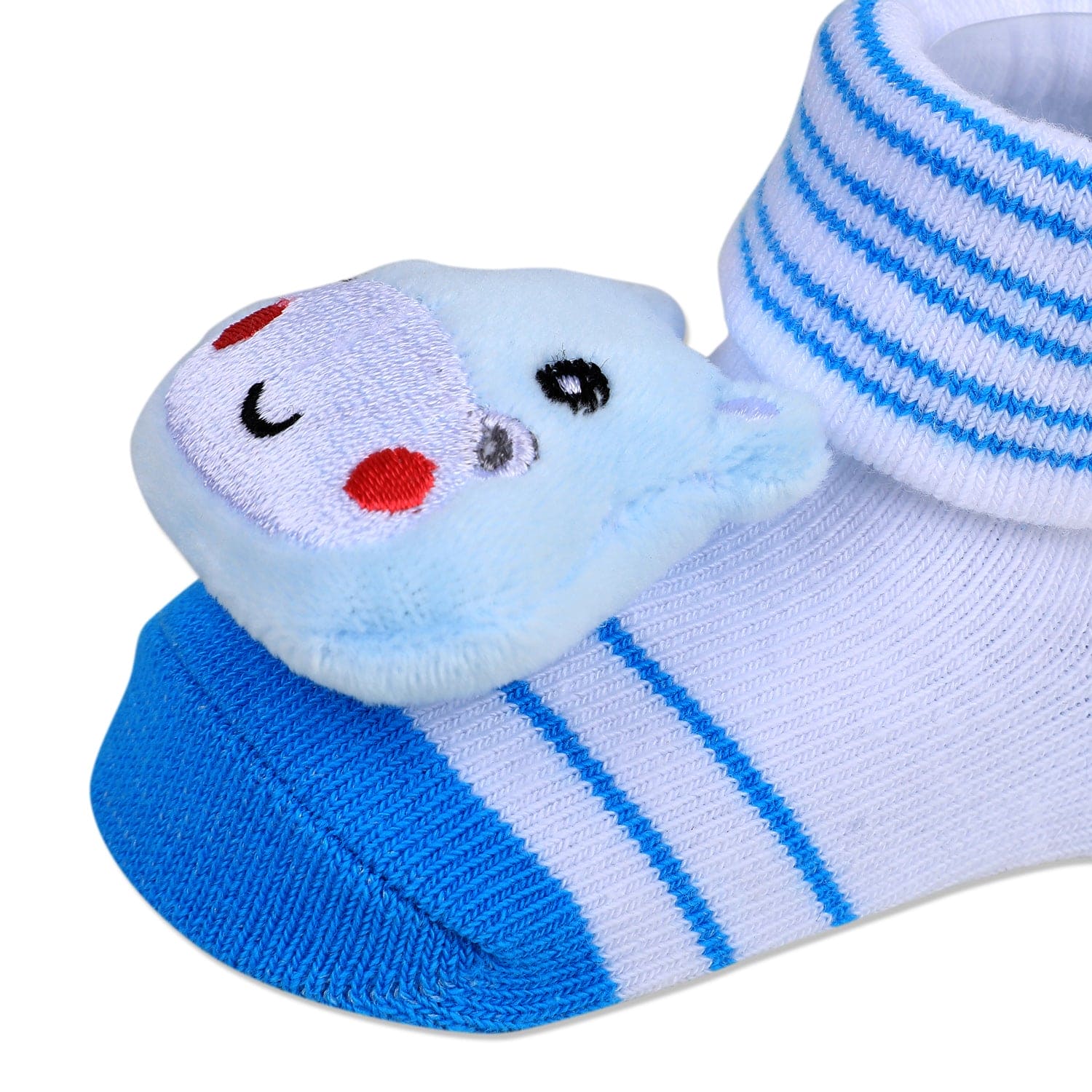 Baby Moo Little Hippo Cotton Anti-Skid 3D Socks - White - Baby Moo