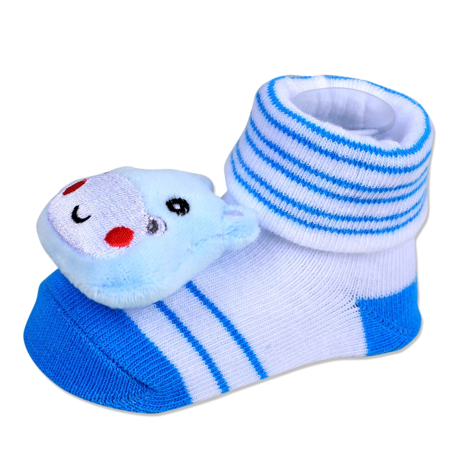 Baby Moo Little Hippo Cotton Anti-Skid 3D Socks - White - Baby Moo