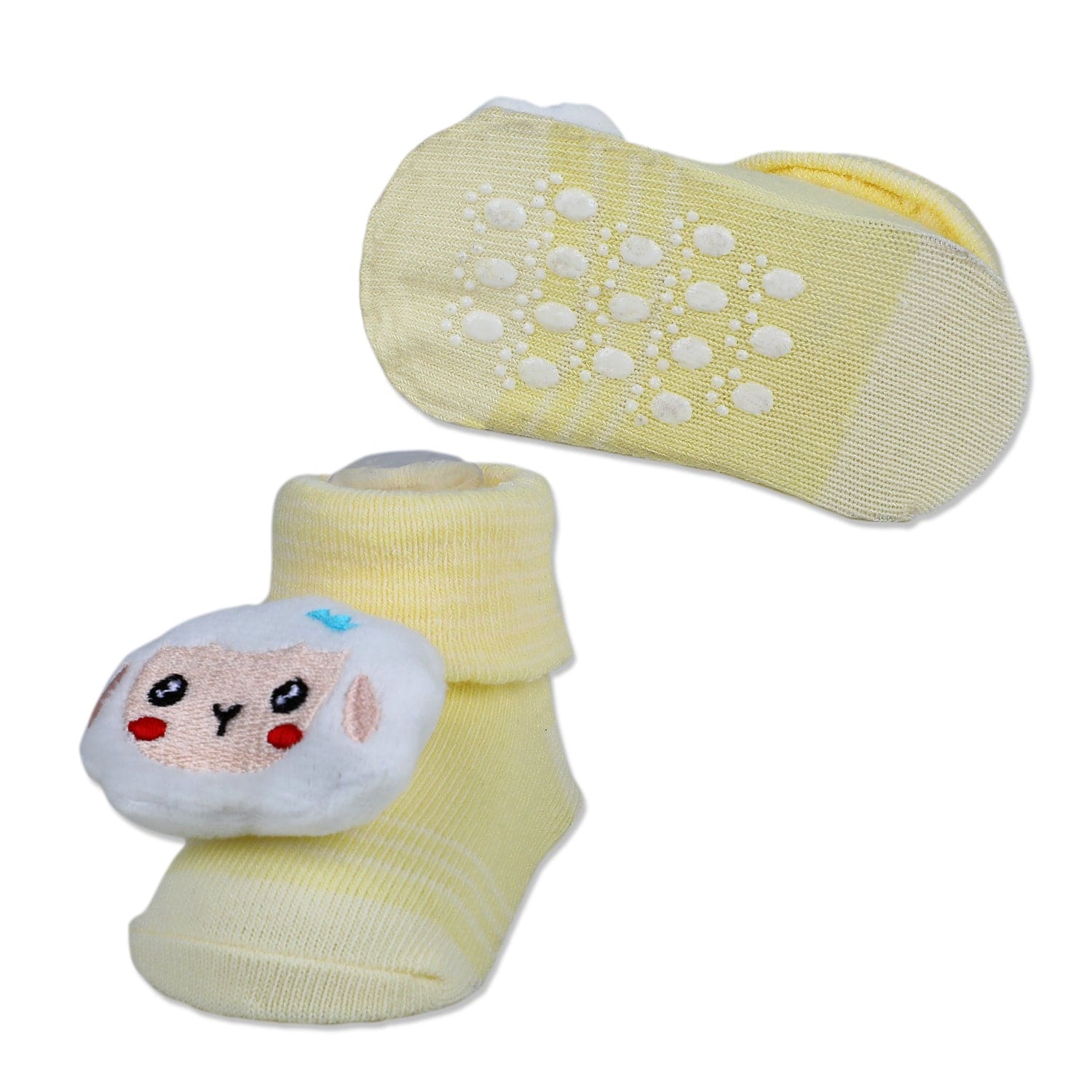 Baby Moo Sheep Cotton Anti-Skid 3D Socks - Yellow - Baby Moo