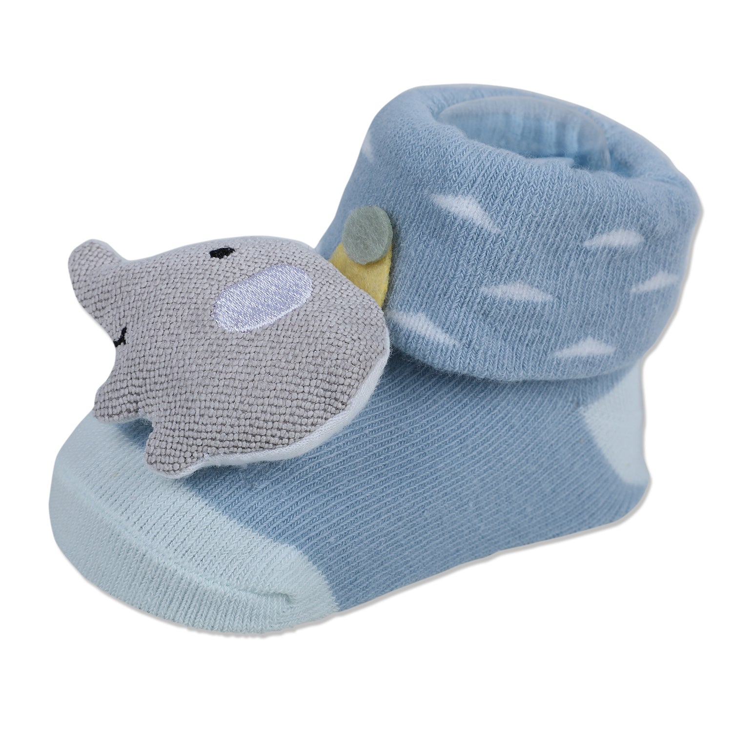 Baby Moo Elephant Explorer Cotton Anti-Skid 3D Socks - Blue - Baby Moo
