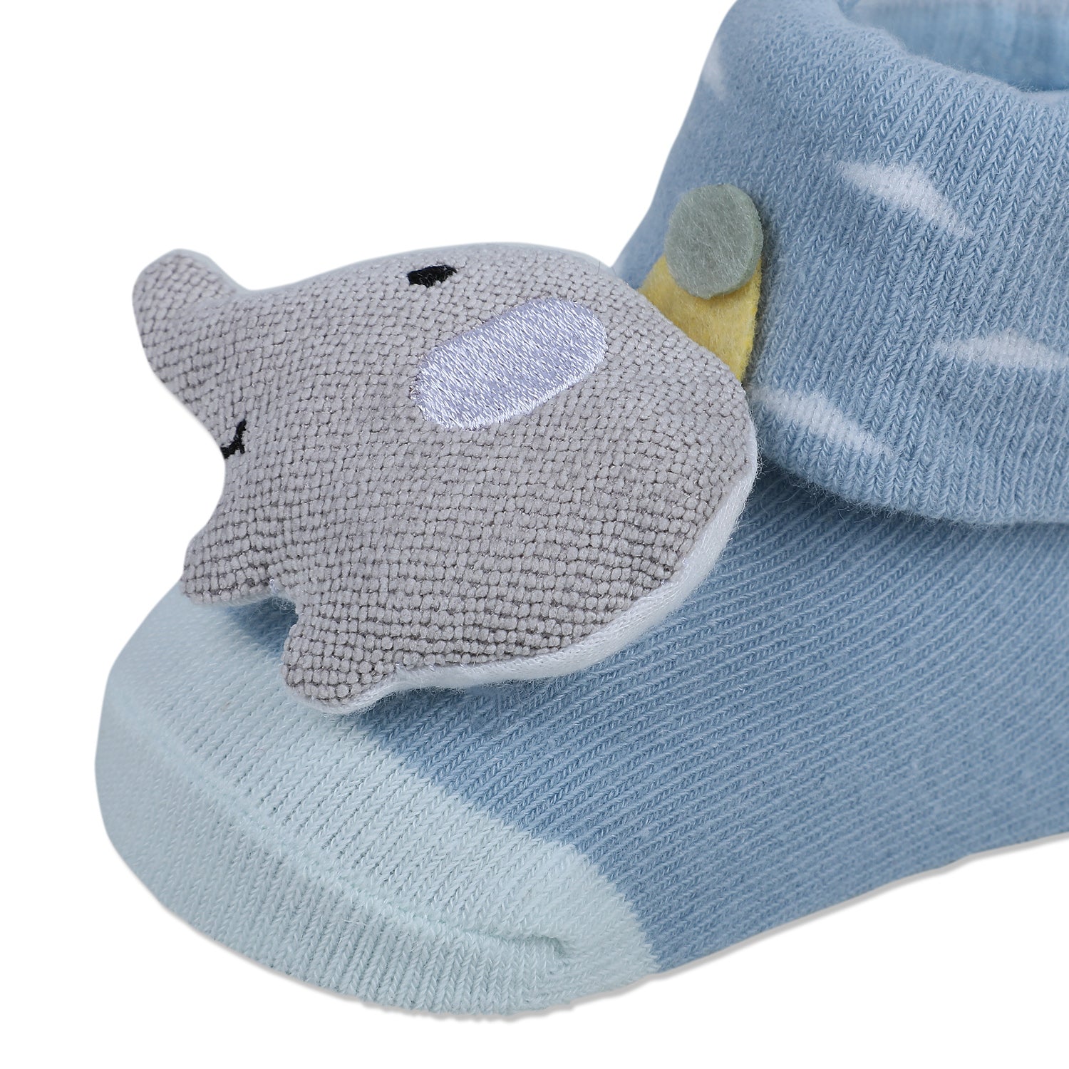 Baby Moo Elephant Explorer Cotton Anti-Skid 3D Socks - Blue - Baby Moo
