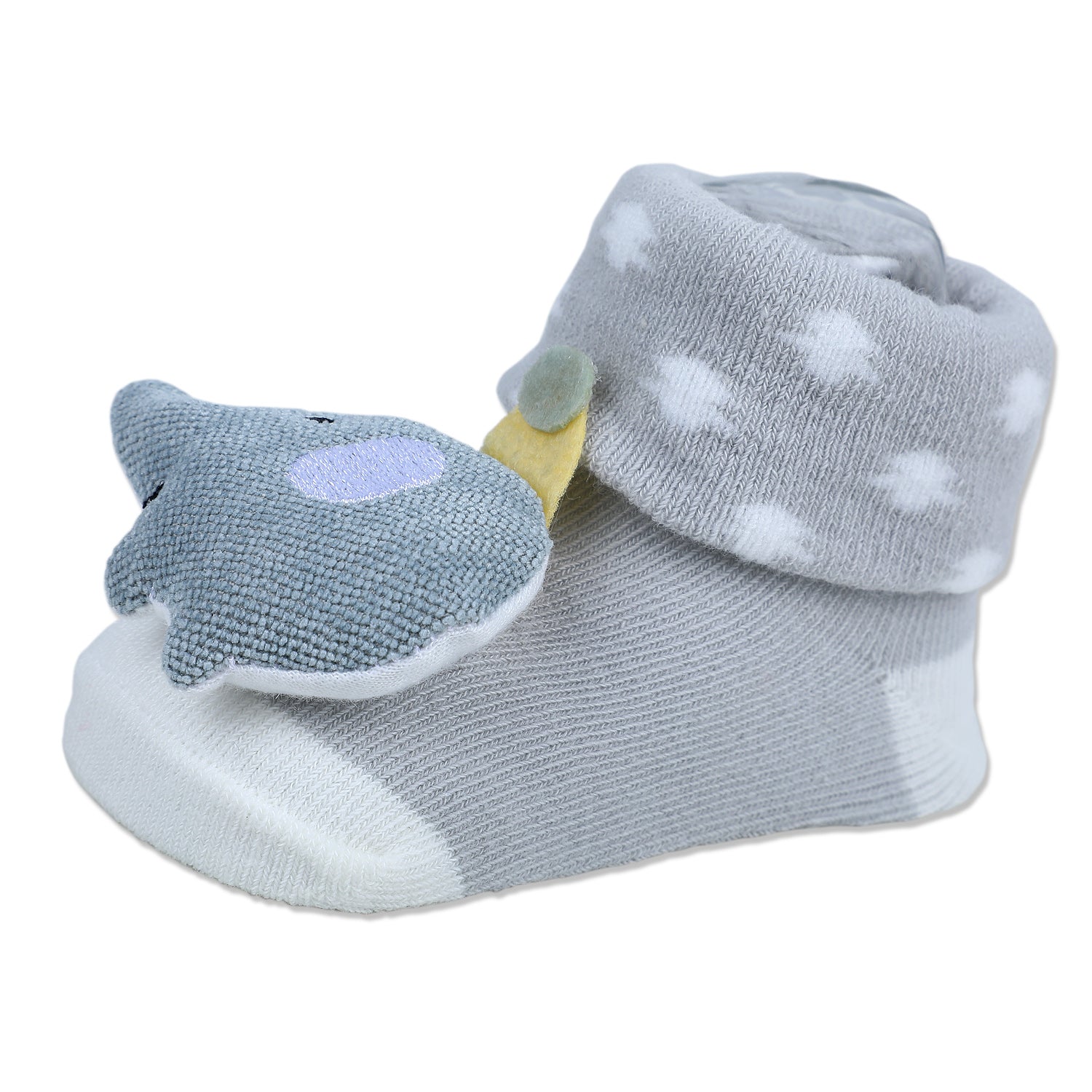 Baby Moo Elephant Explorer Cotton Anti-Skid 3D Socks - Grey - Baby Moo