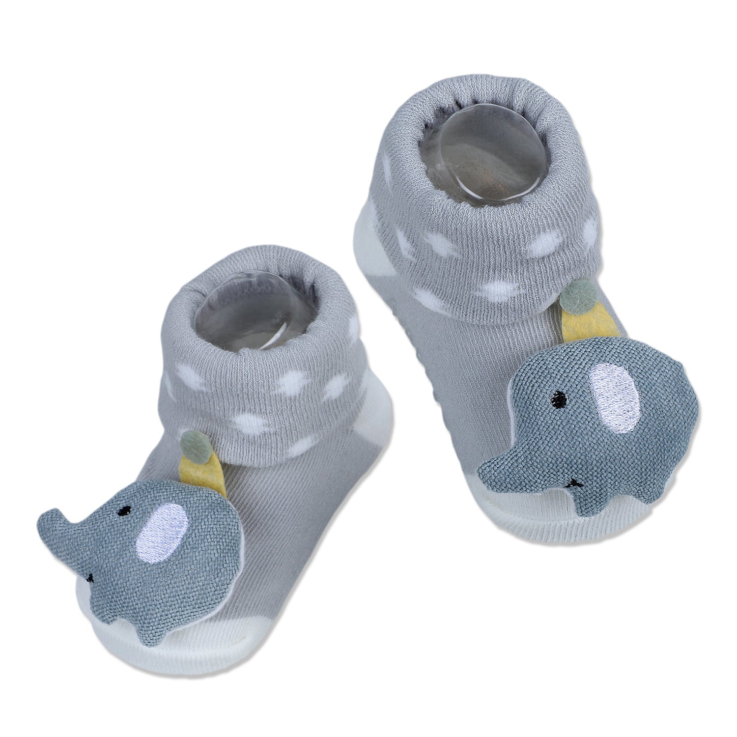 Baby Moo Elephant Explorer Cotton Anti-Skid 3D Socks - Grey - Baby Moo