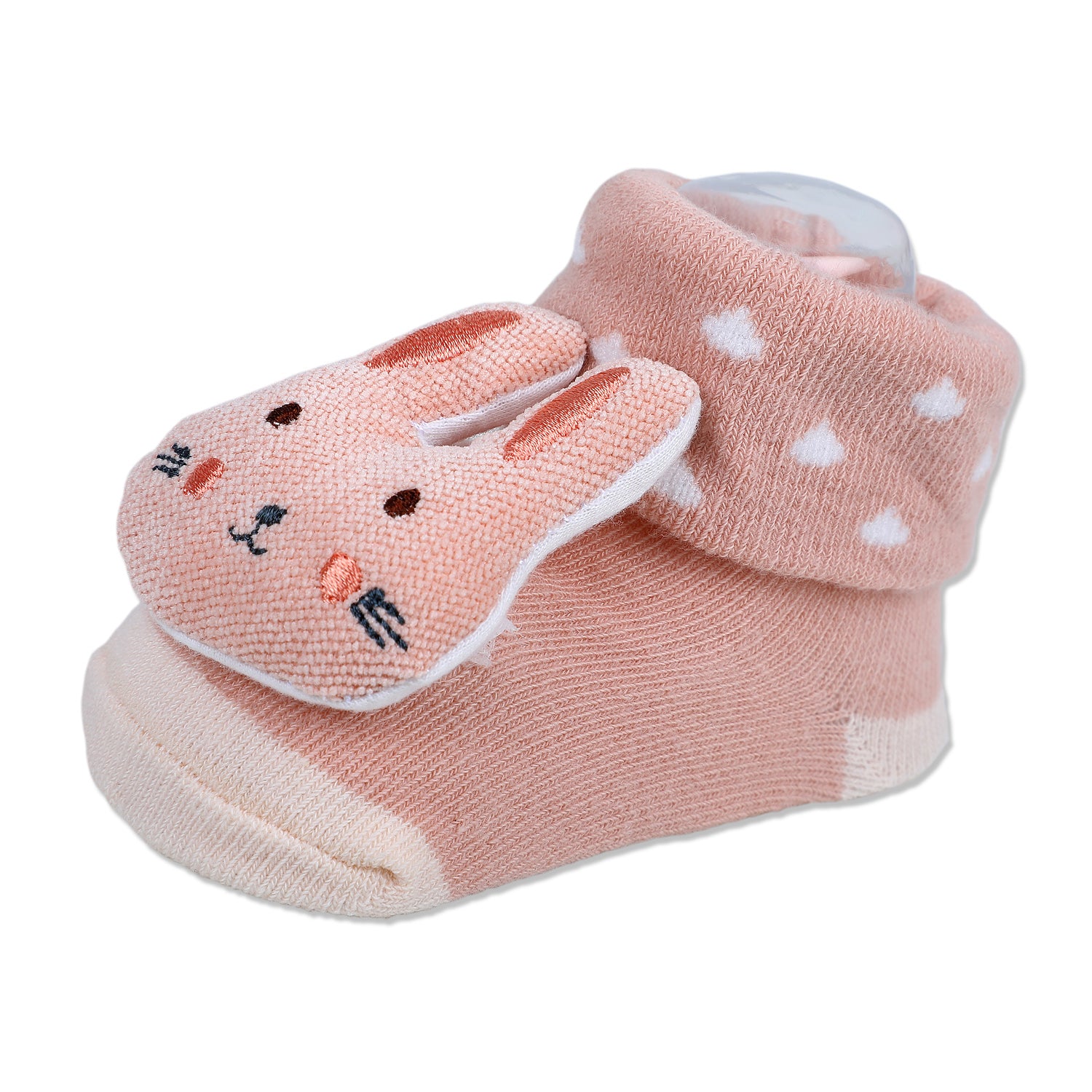 Baby Moo Cuddly Bunny Cotton Anti-Skid 3D Socks - Peach - Baby Moo