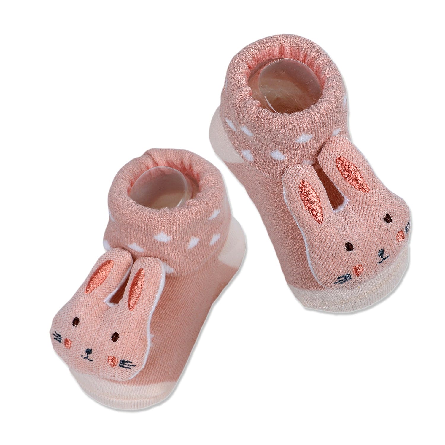 Baby Moo Cuddly Bunny Cotton Anti-Skid 3D Socks - Peach - Baby Moo