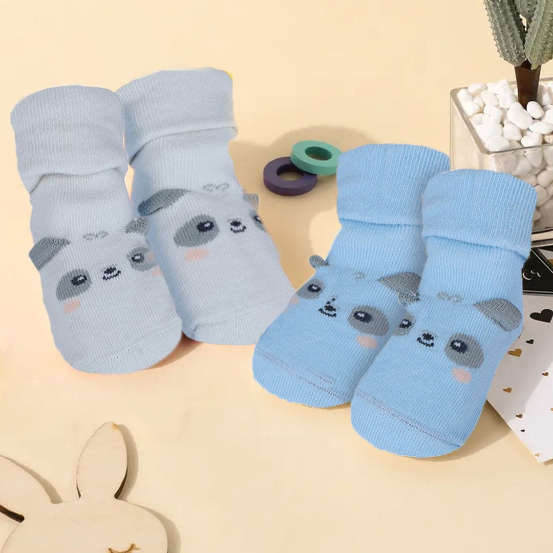 Baby Moo Little Puppy Anti-Skid 2 Pack Socks - Blue - Baby Moo