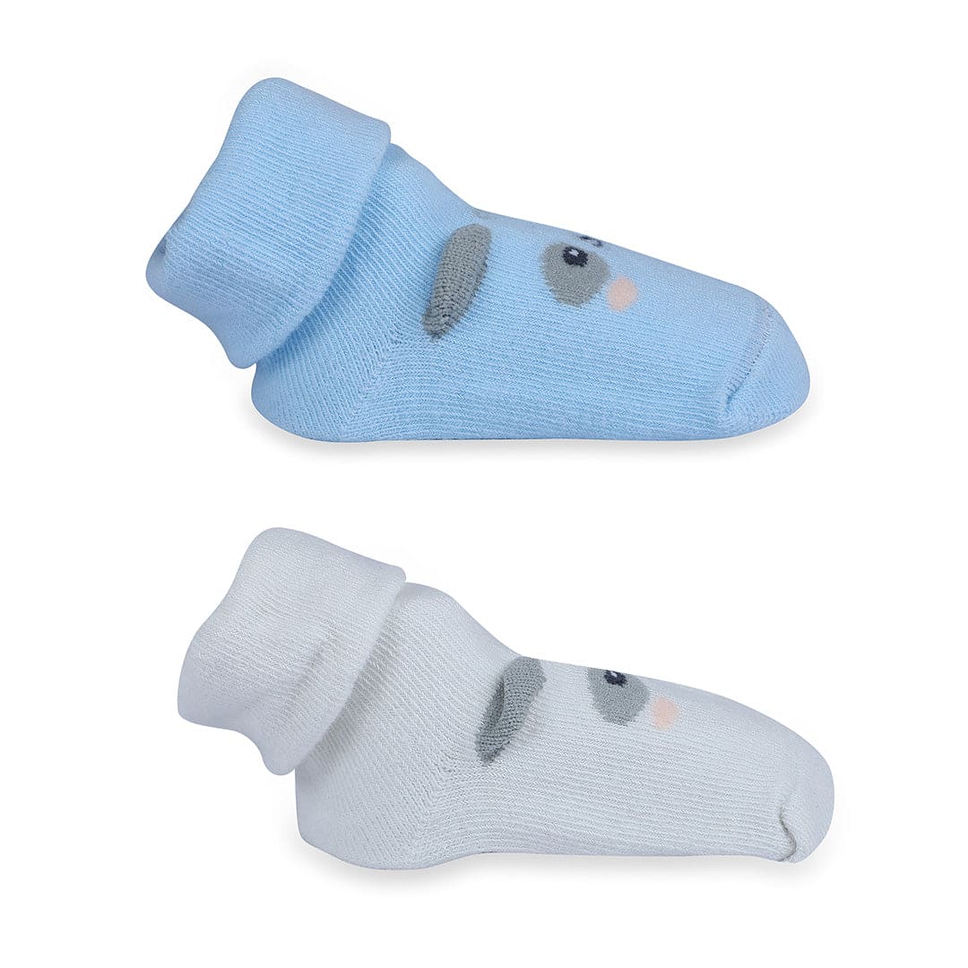 Baby Moo Little Puppy Anti-Skid 2 Pack Socks - Blue - Baby Moo