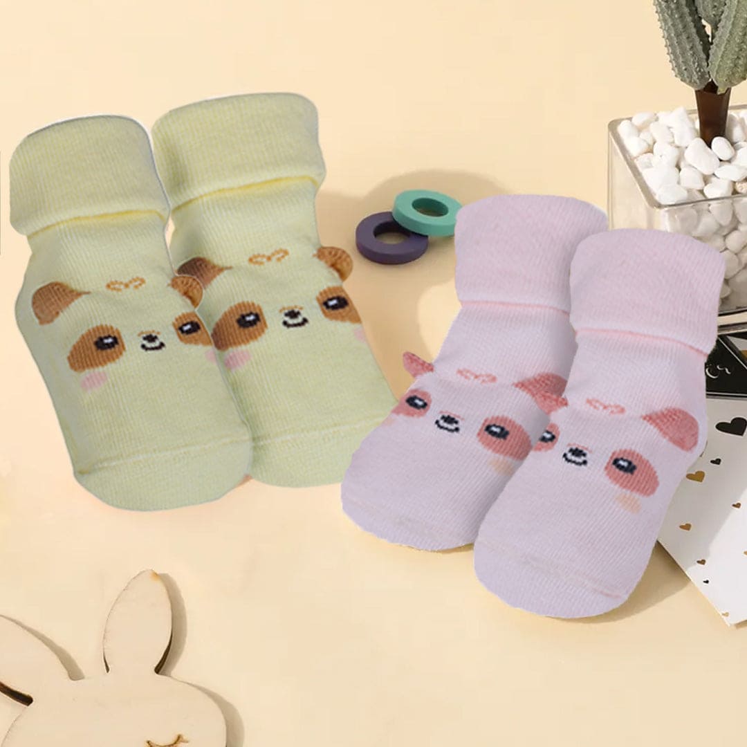 Baby Moo Little Puppy Anti-Skid 2 Pack Socks - Pink - Baby Moo