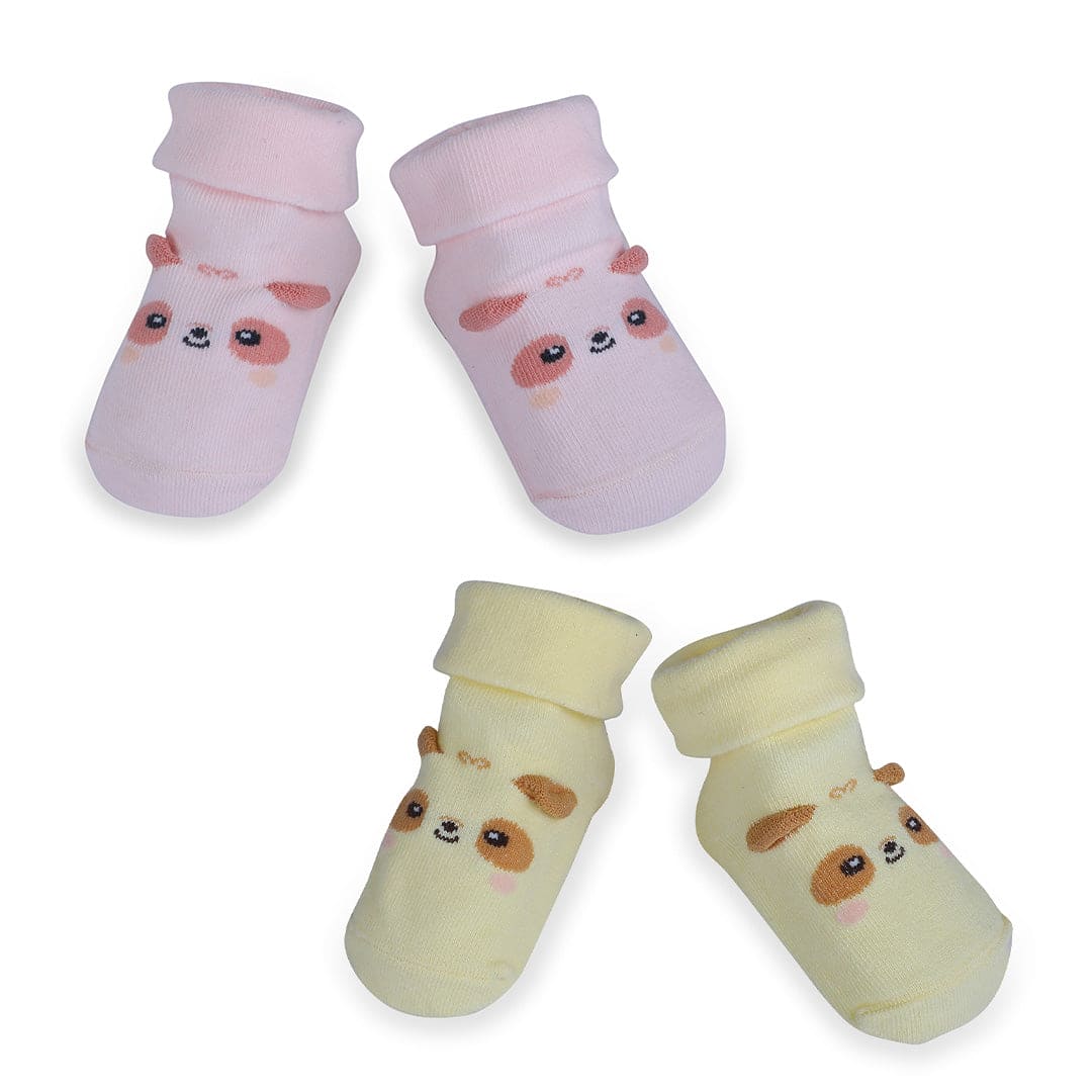 Baby Moo Little Puppy Anti-Skid 2 Pack Socks - Pink - Baby Moo