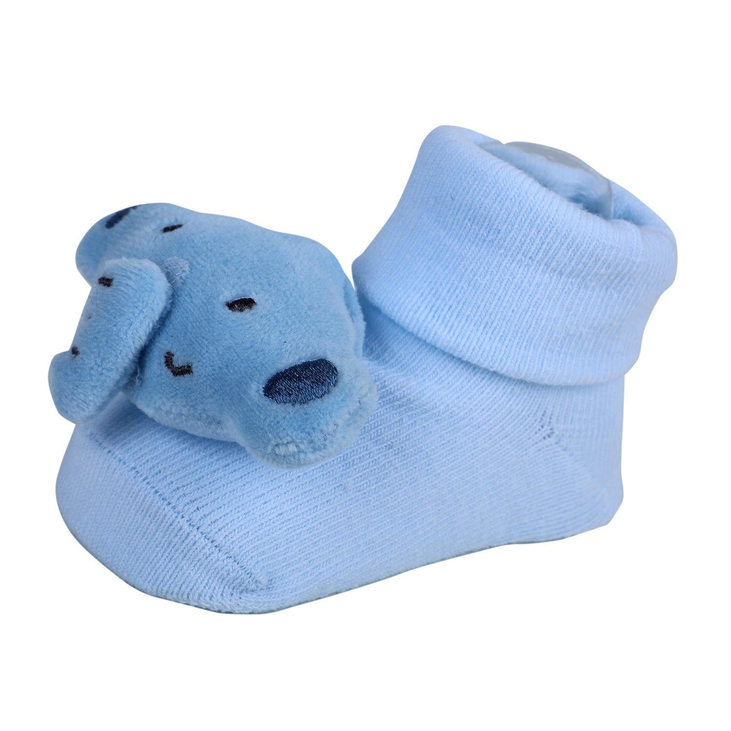 Baby Moo Elephant Rattle Cotton Anti-Skid 3D Socks - Blue - Baby Moo