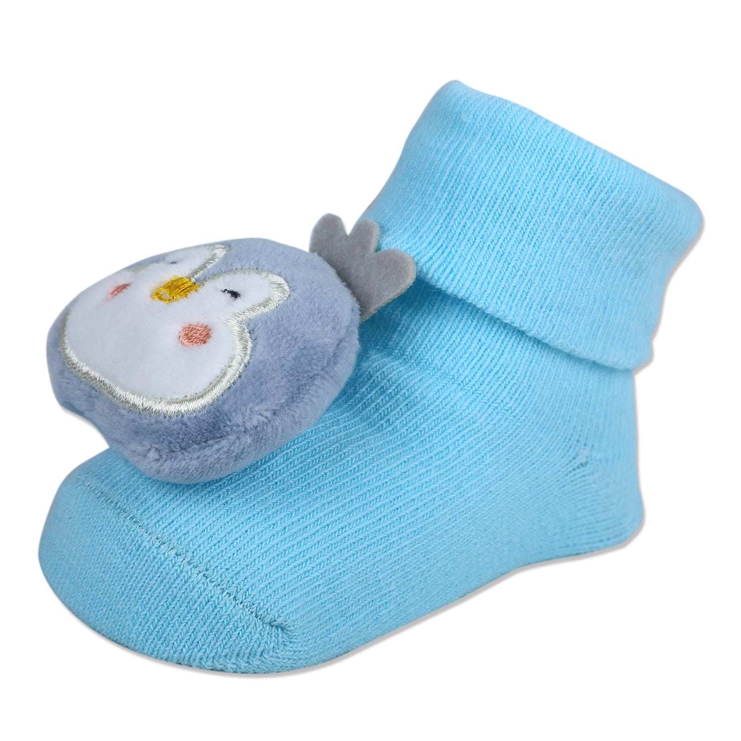Baby Moo Happy Penguin Cotton Anti-Skid 3D Socks - Blue - Baby Moo