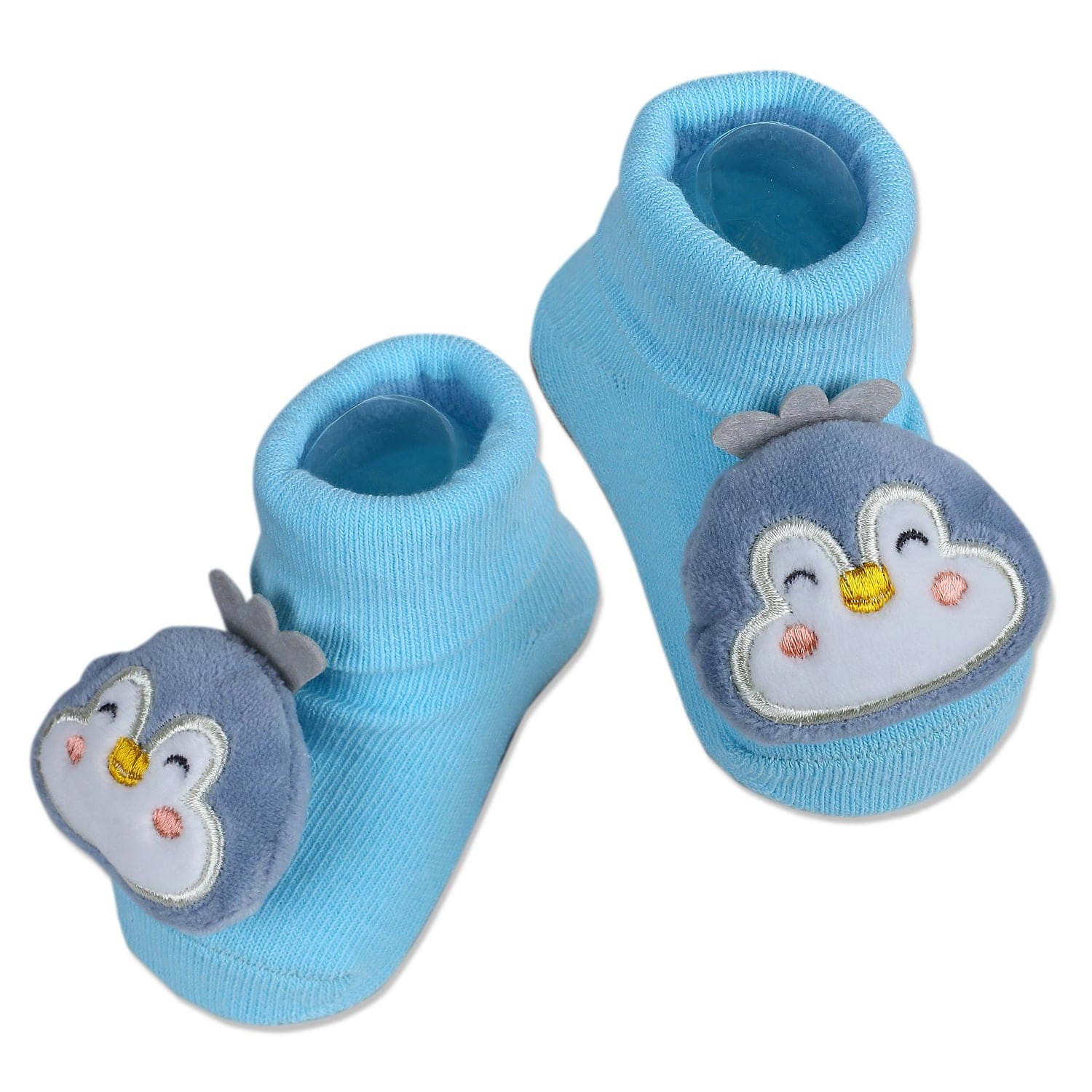 Baby Moo Happy Penguin Cotton Anti-Skid 3D Socks - Blue - Baby Moo