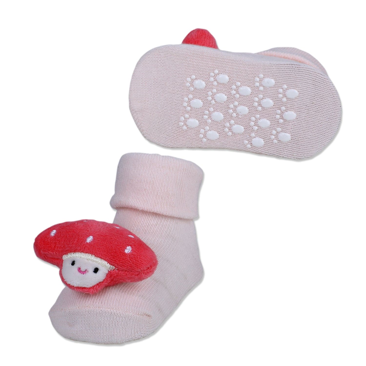 Baby Moo Mushroom Cotton Anti-Skid 3D Socks - Pink - Baby Moo