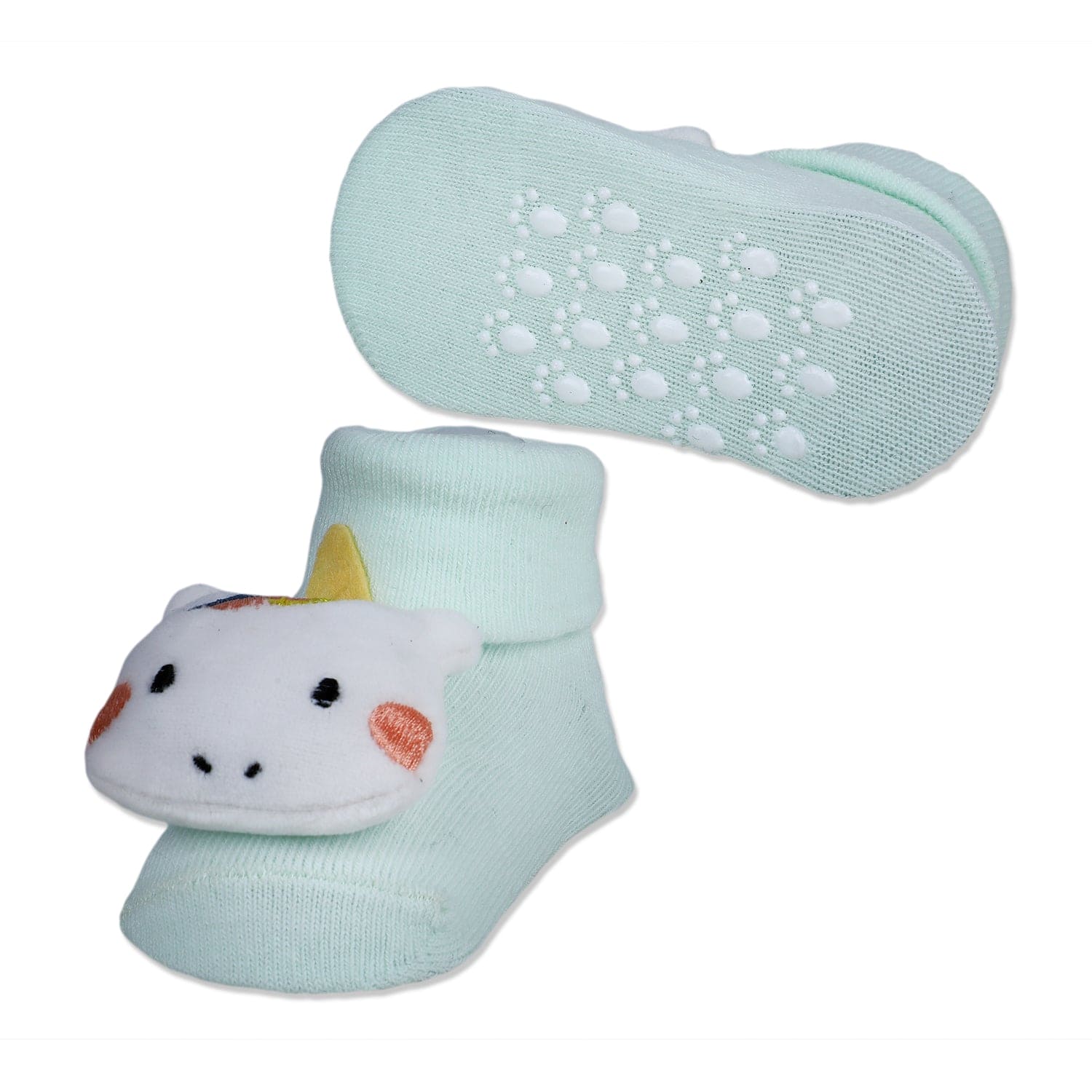 Baby Moo Magical Unicorn Cotton Anti-Skid 3D Socks - Mint Green - Baby Moo