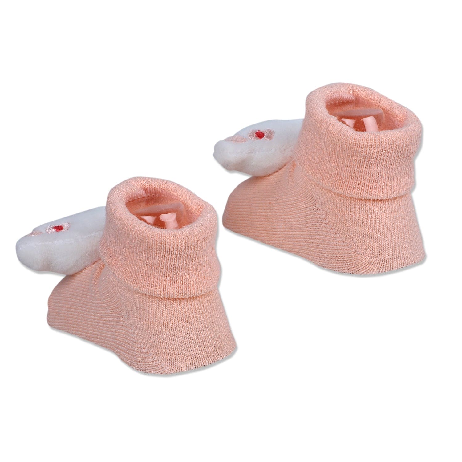 Baby Moo Fluffy Elephant Cotton Anti-Skid 3D Socks - Peach - Baby Moo