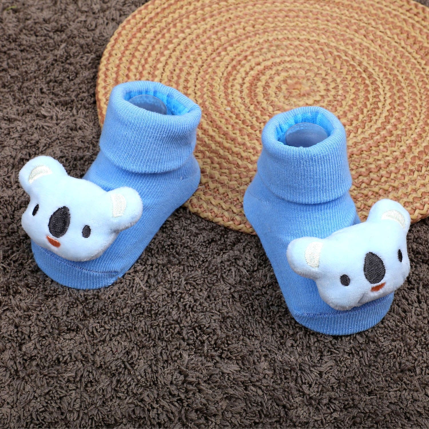 Baby Moo Koala Cotton Anti-Skid 3D Socks - Blue - Baby Moo