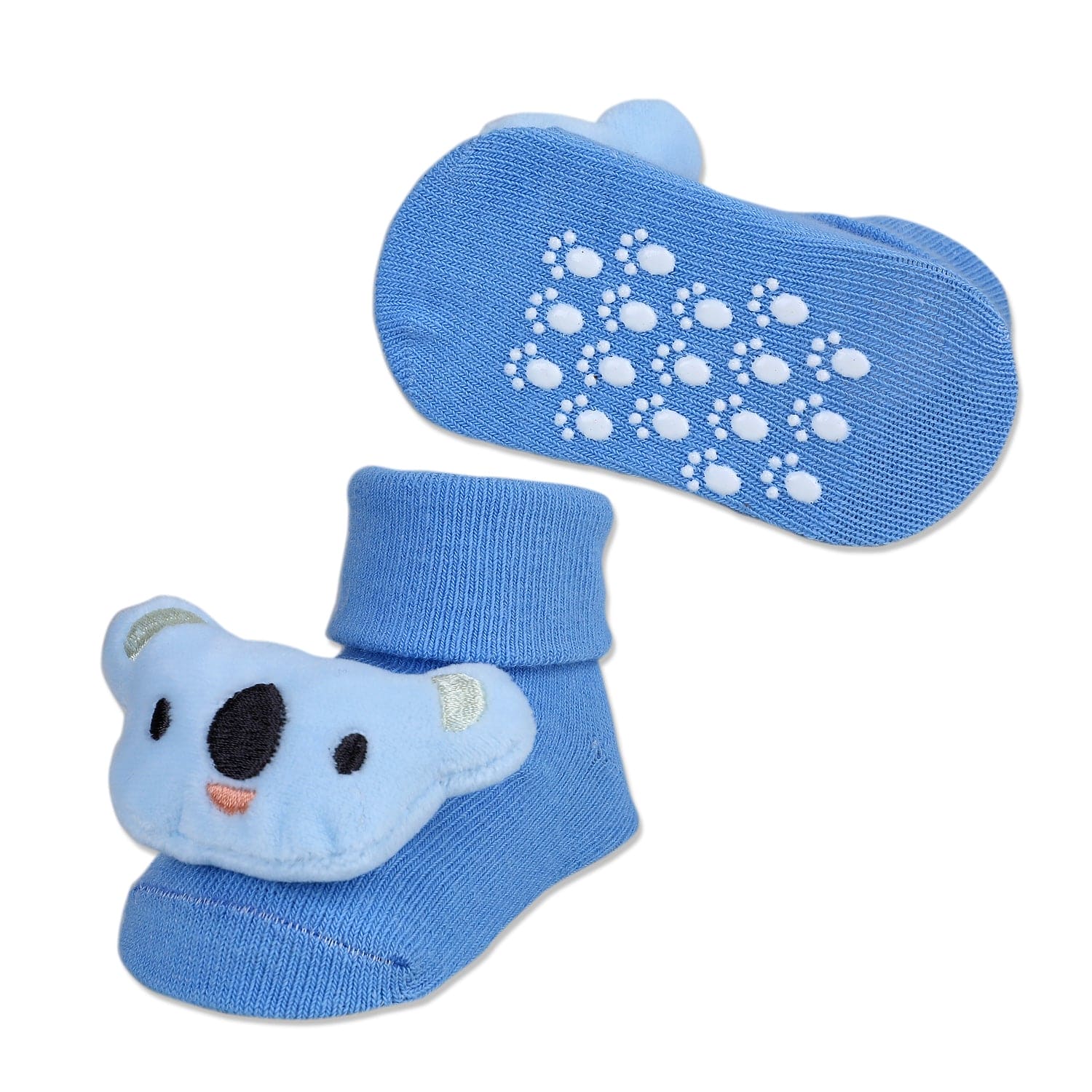 Baby Moo Koala Cotton Anti-Skid 3D Socks - Blue - Baby Moo