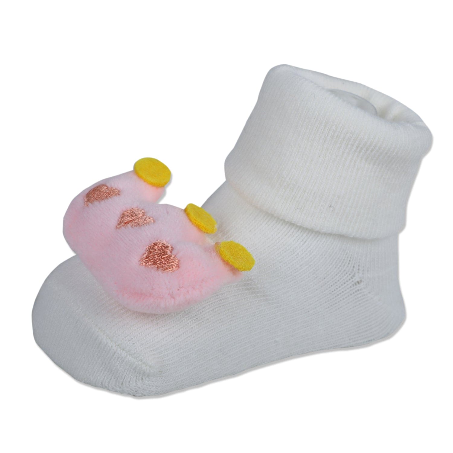 Baby Moo Royal Crown Cotton Anti-Skid 3D Socks - White - Baby Moo