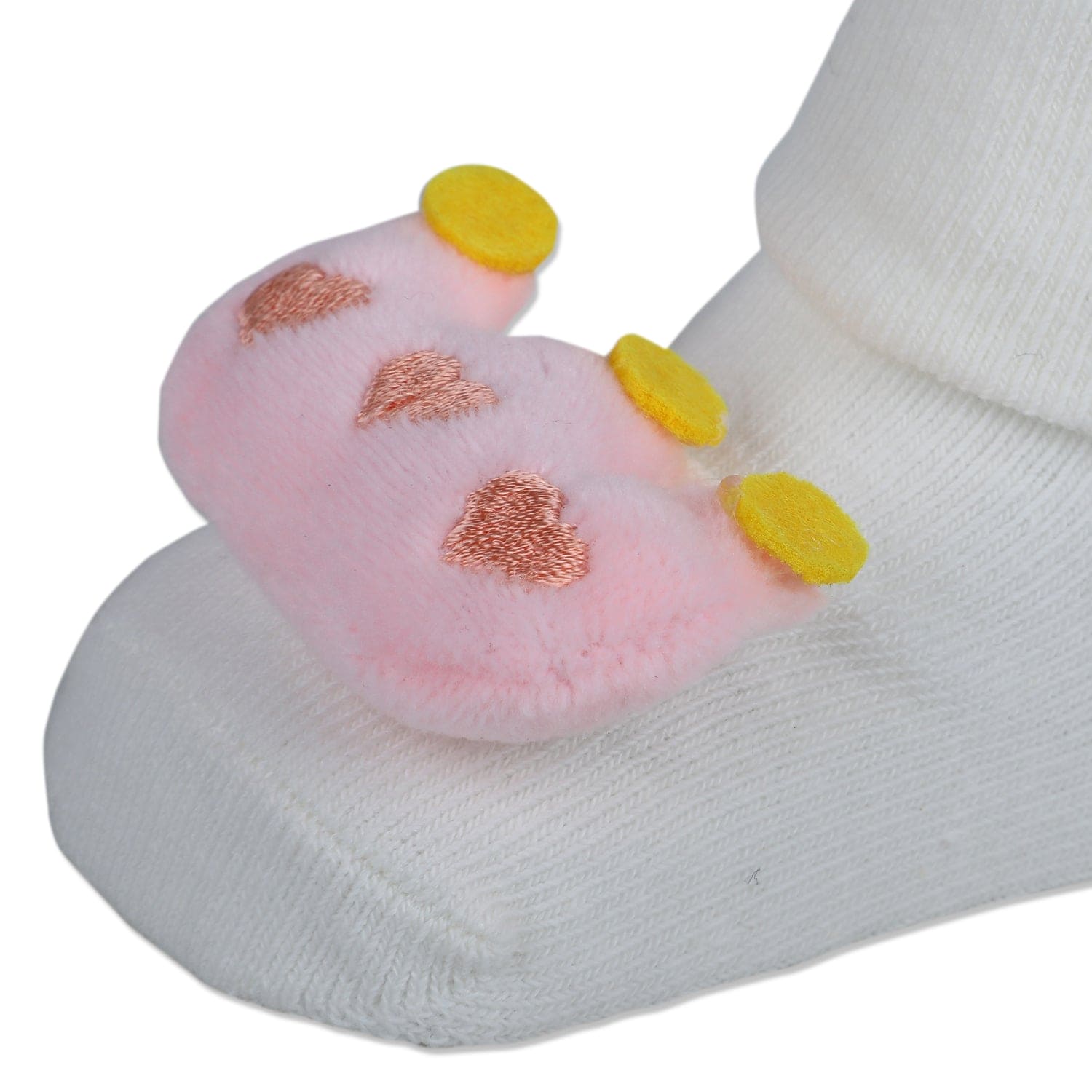 Baby Moo Royal Crown Cotton Anti-Skid 3D Socks - White - Baby Moo