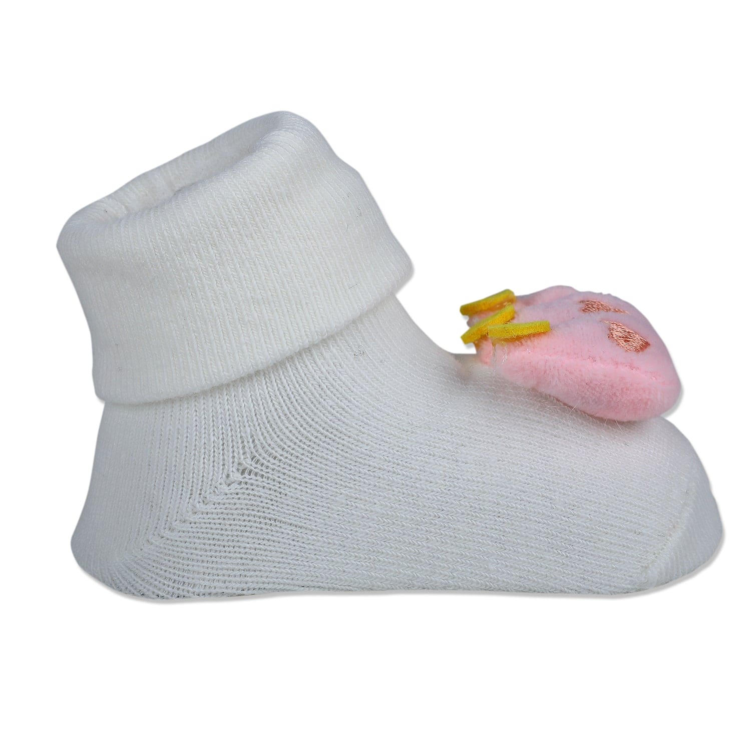 Baby Moo Royal Crown Cotton Anti-Skid 3D Socks - White - Baby Moo