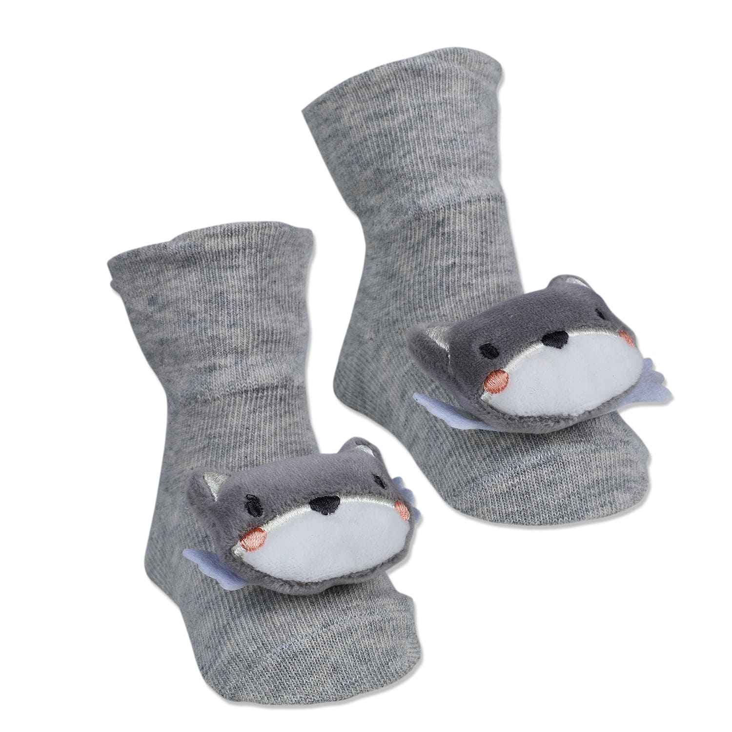 Baby Moo Husky Cotton Anti-Skid 3D Socks - Grey - Baby Moo