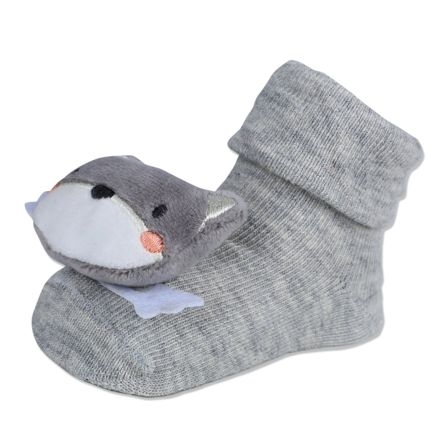 Baby Moo Husky Cotton Anti-Skid 3D Socks - Grey - Baby Moo
