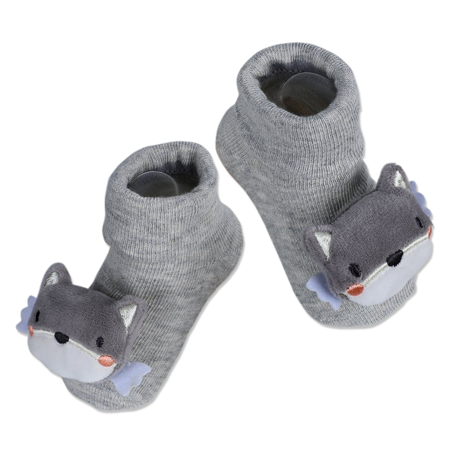 Baby Moo Husky Cotton Anti-Skid 3D Socks - Grey - Baby Moo