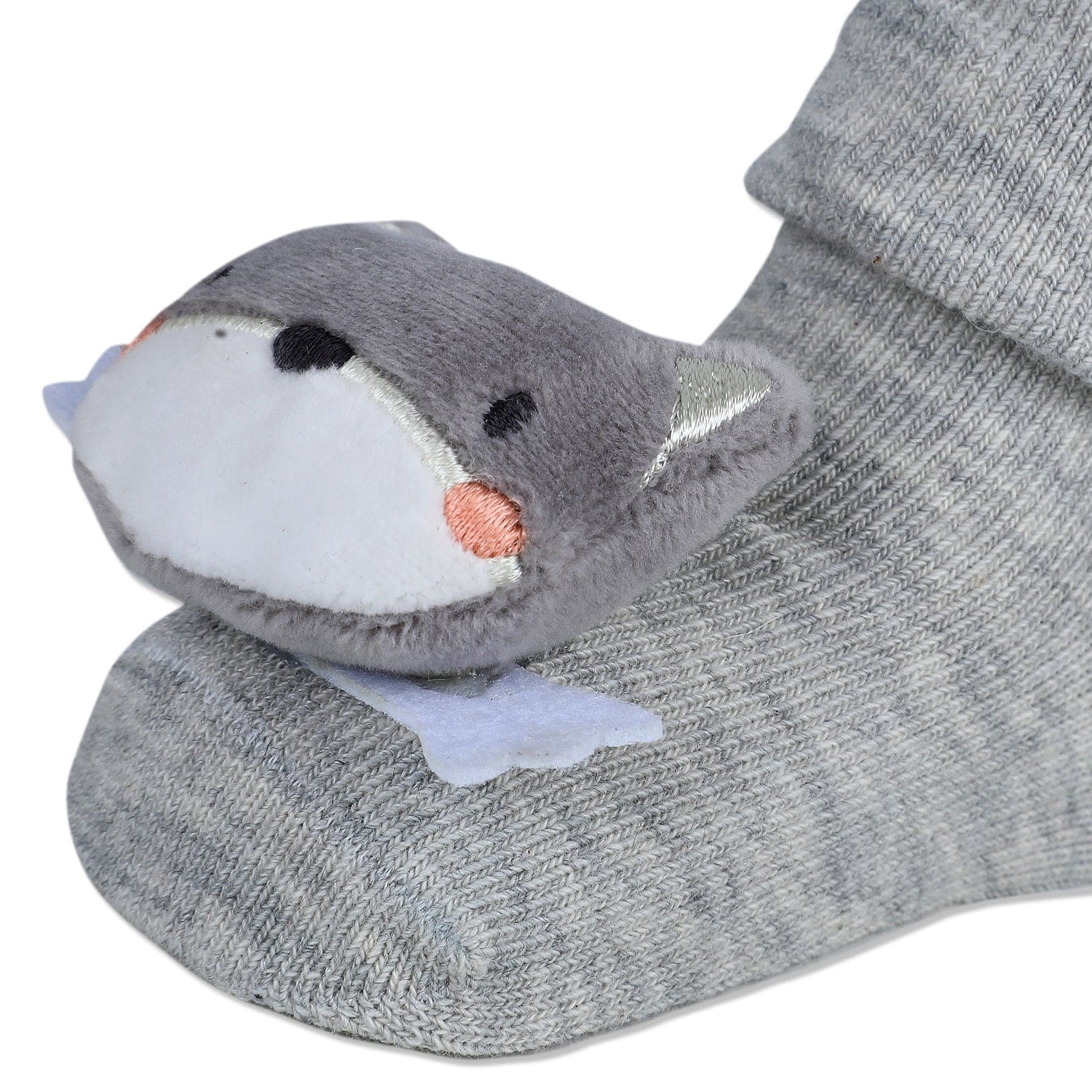 Baby Moo Husky Cotton Anti-Skid 3D Socks - Grey - Baby Moo