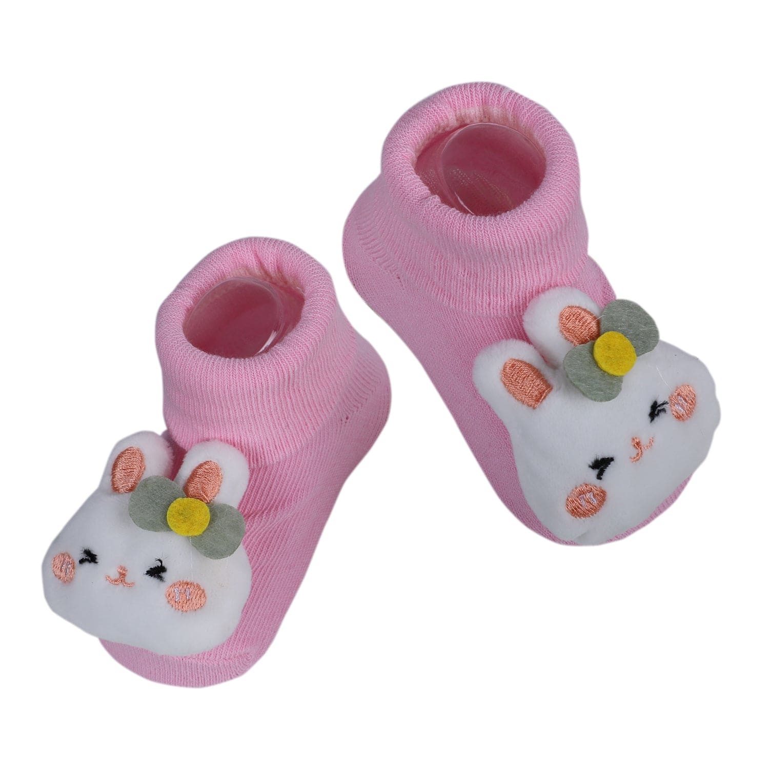 Baby Moo Hello Bunny Cotton Anti-Skid 3D Socks - Pink - Baby Moo