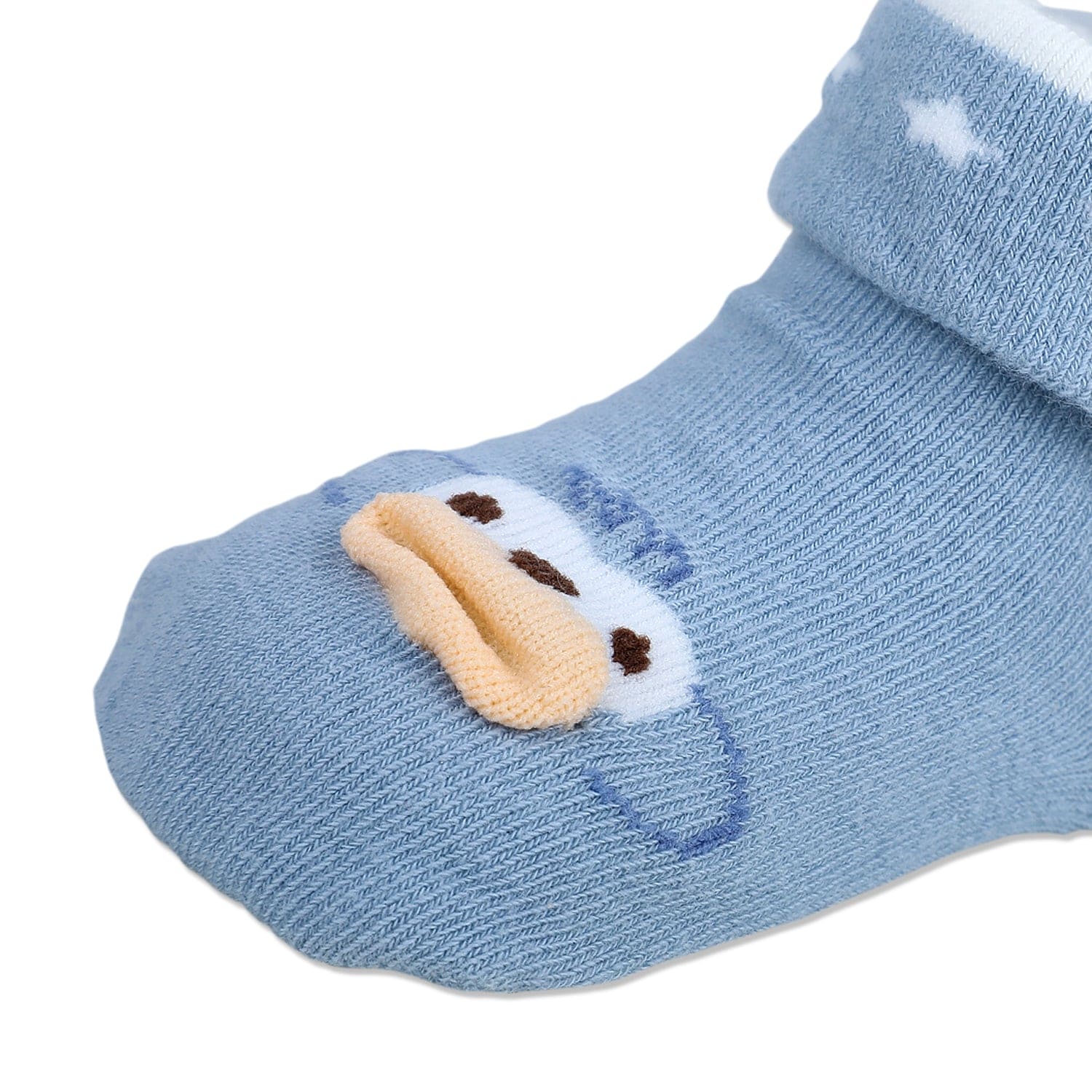 Baby Moo Little Monkey Cotton Anti-Skid 2 Pair Socks - Blue - Baby Moo