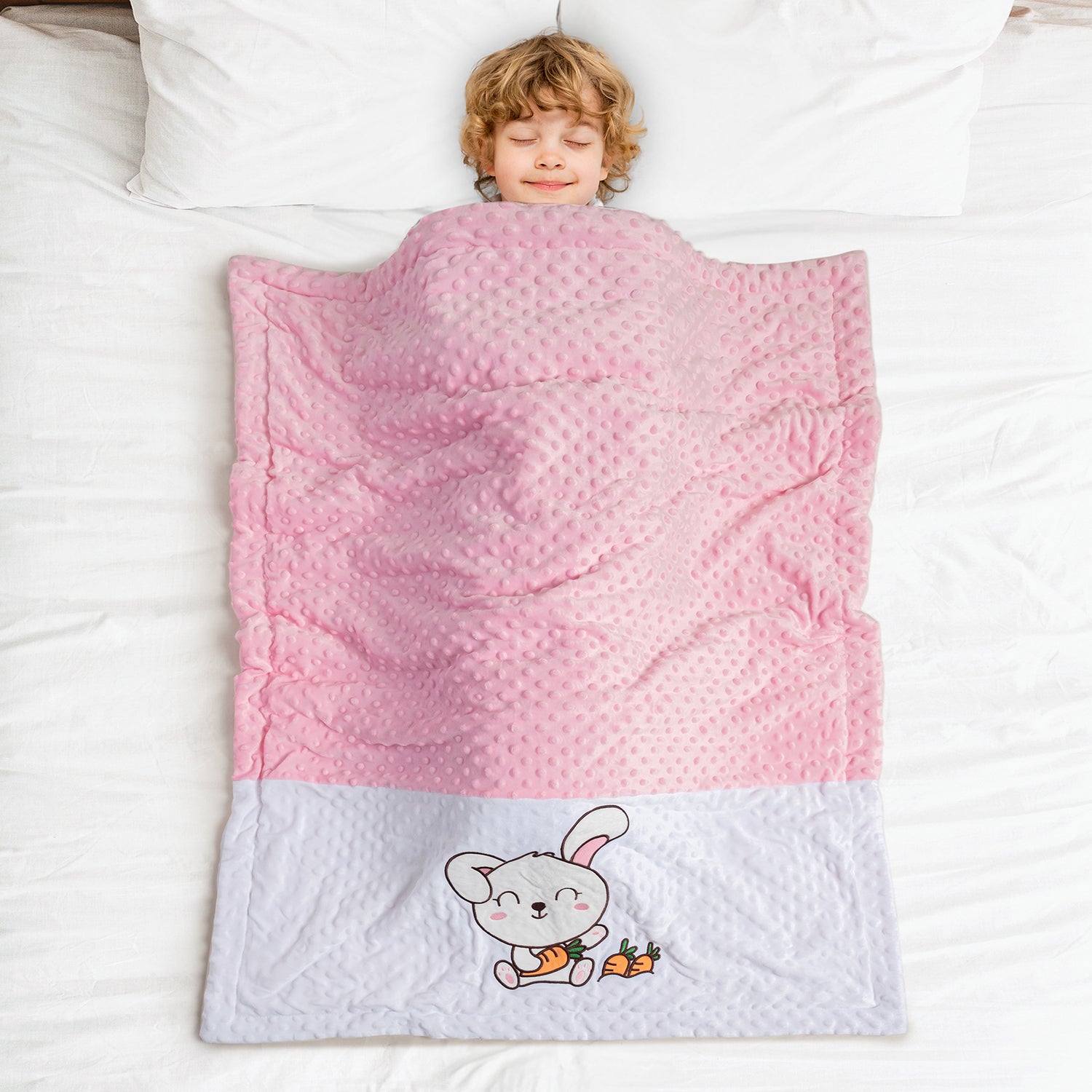 Baby Moo Rabbit Plush Cotton All Season Nursery Blanket - Peach