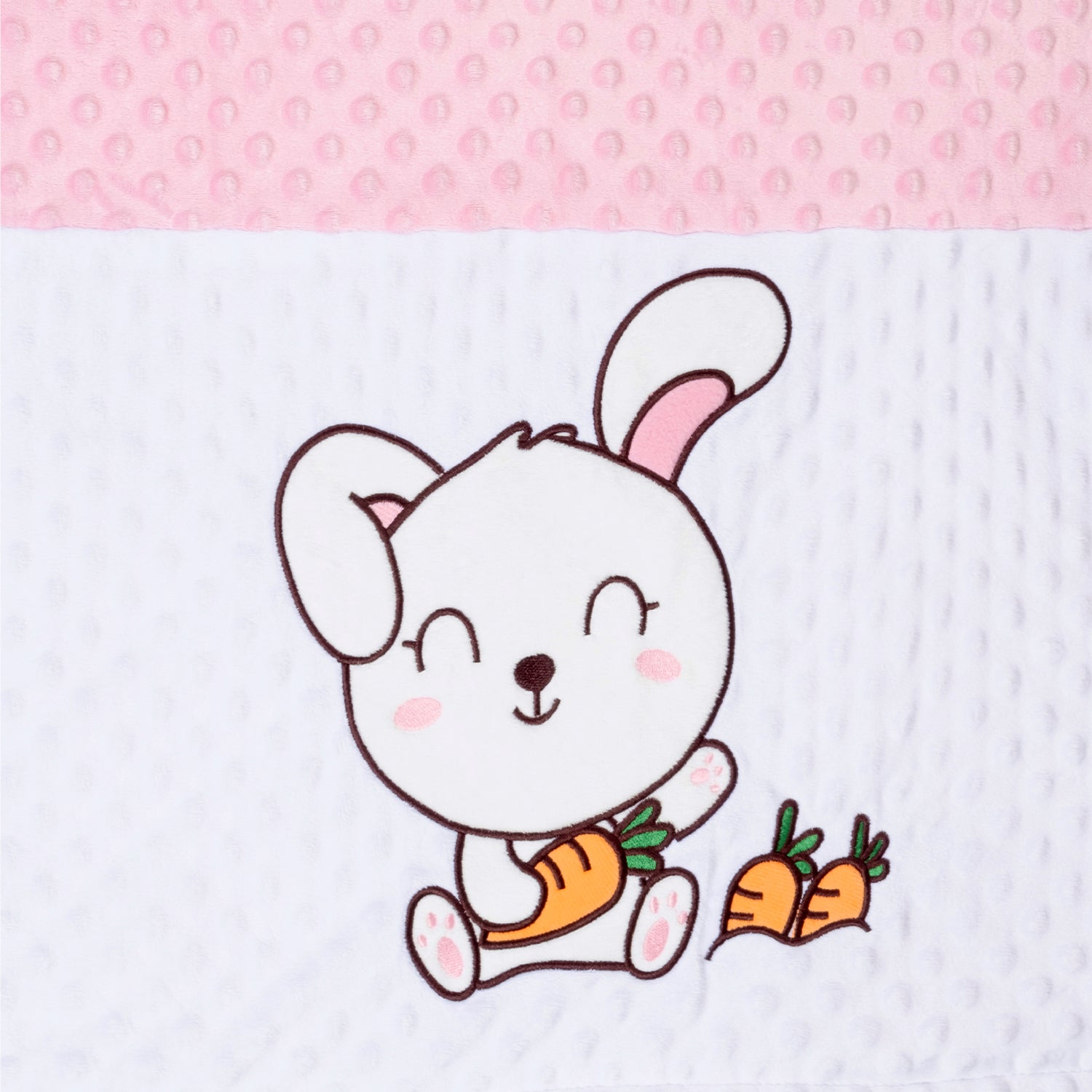 Baby Moo Rabbit Plush Cotton All Season Nursery Blanket - Peach