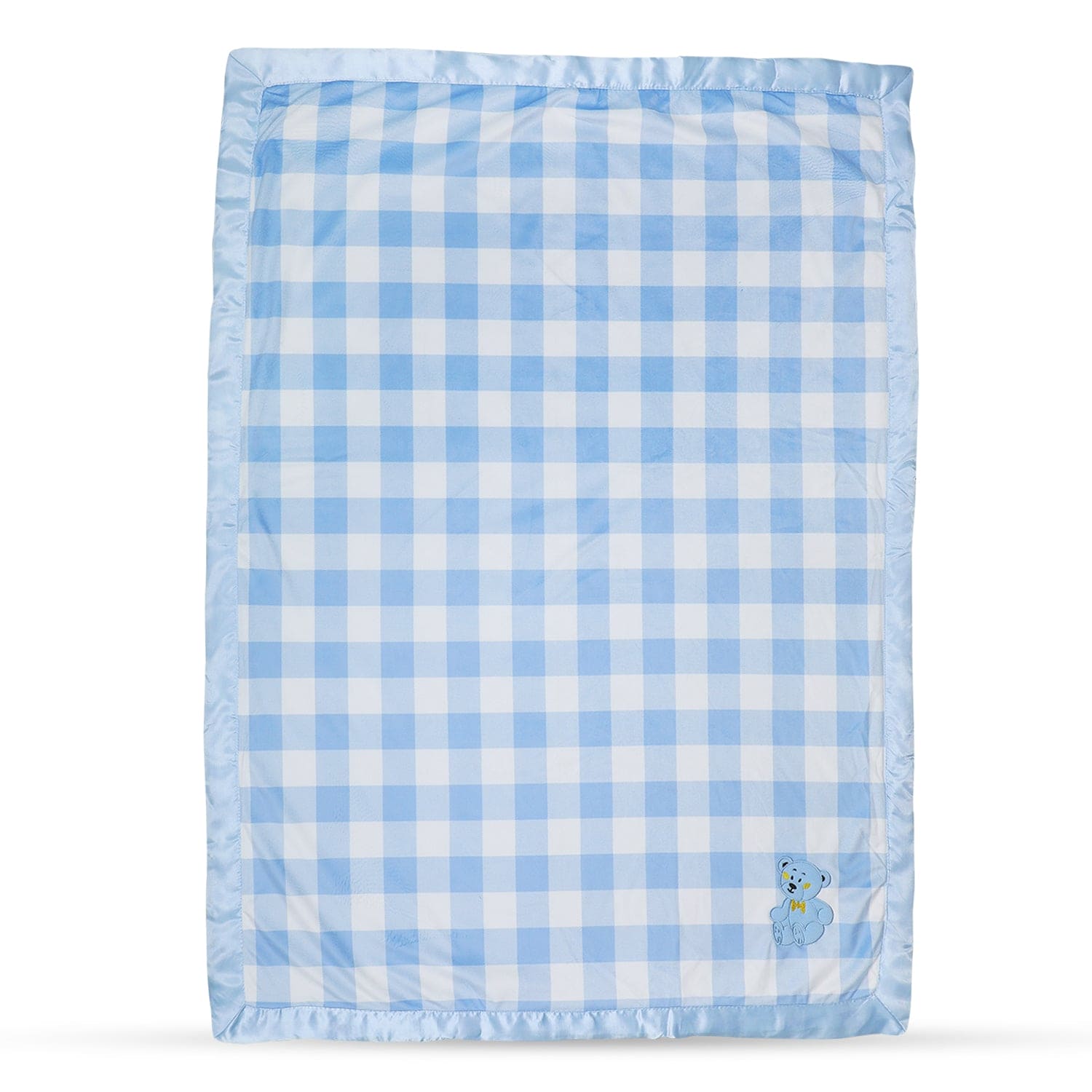 Baby Moo Checkered Charm Soft Fur Blanket - Blue - Baby Moo