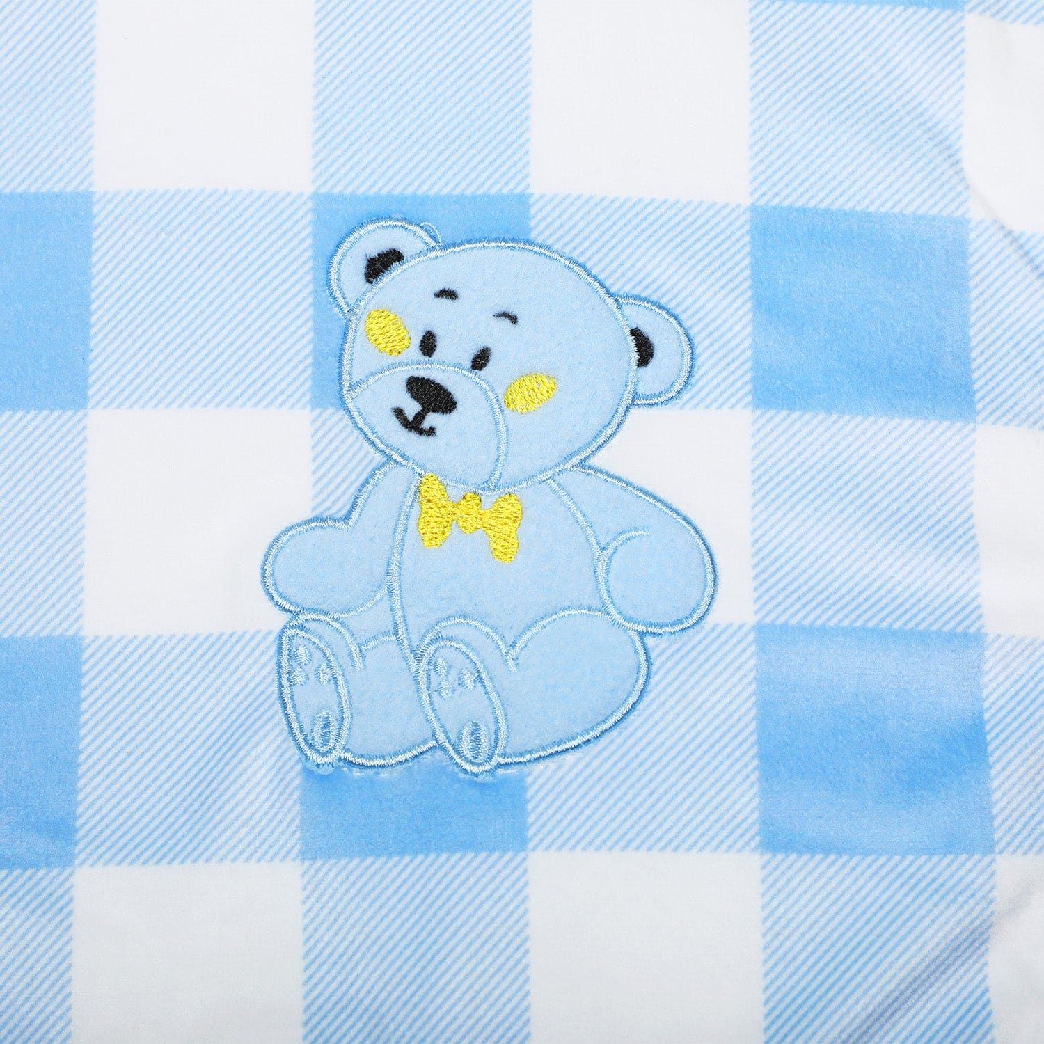 Baby Moo Checkered Charm Soft Fur Blanket - Blue - Baby Moo