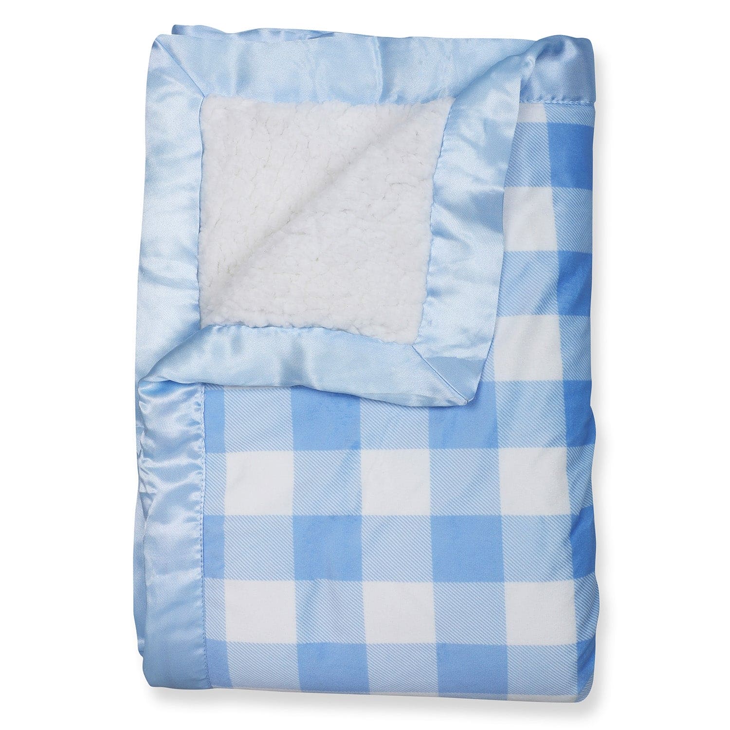 Baby Moo Checkered Charm Soft Fur Blanket - Blue - Baby Moo
