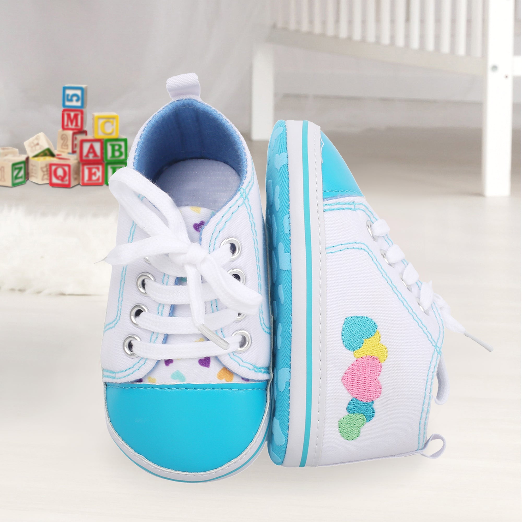 Baby Moo Hearts Blue Sneakers - Baby Moo