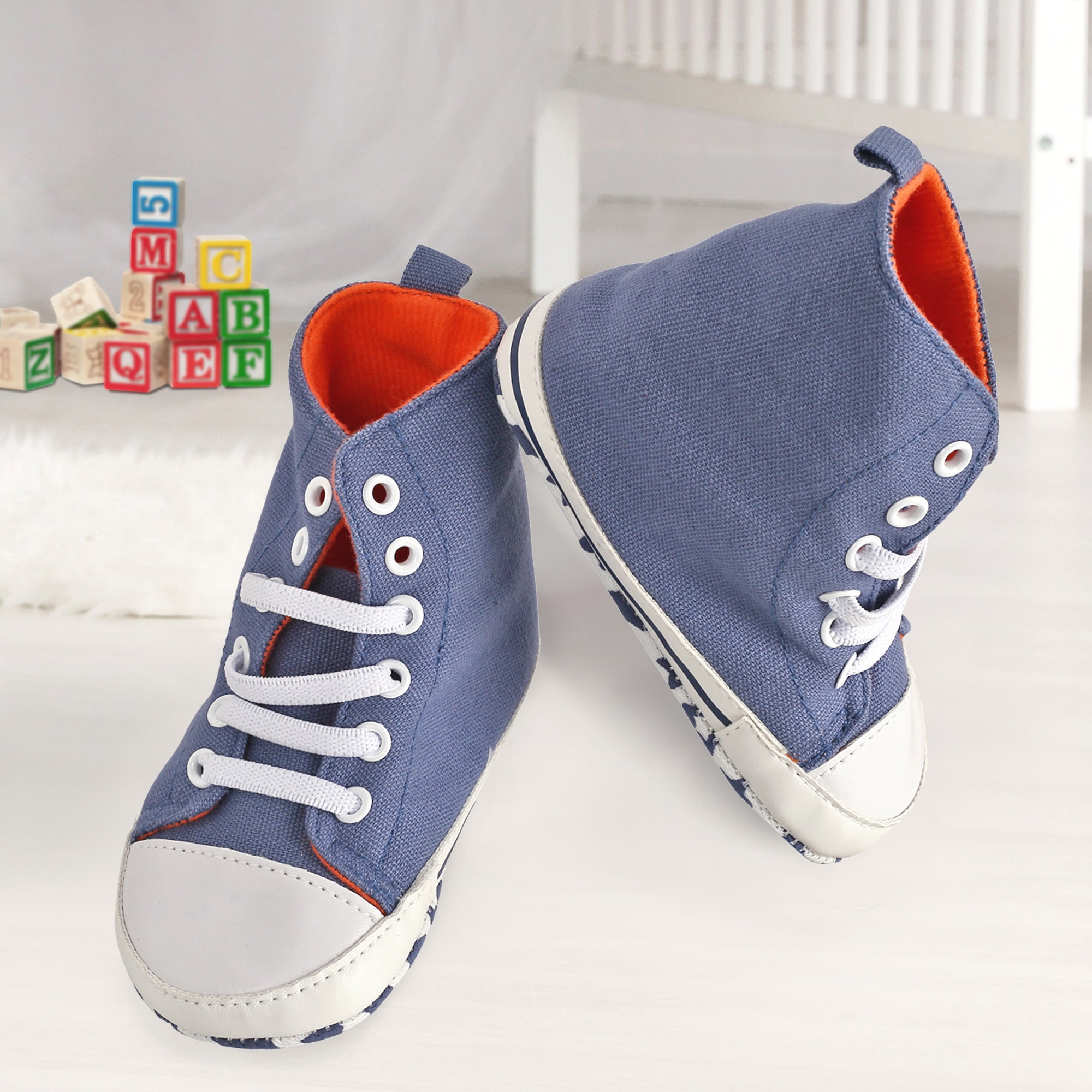 Baby Moo Blue High Top Booties - Baby Moo