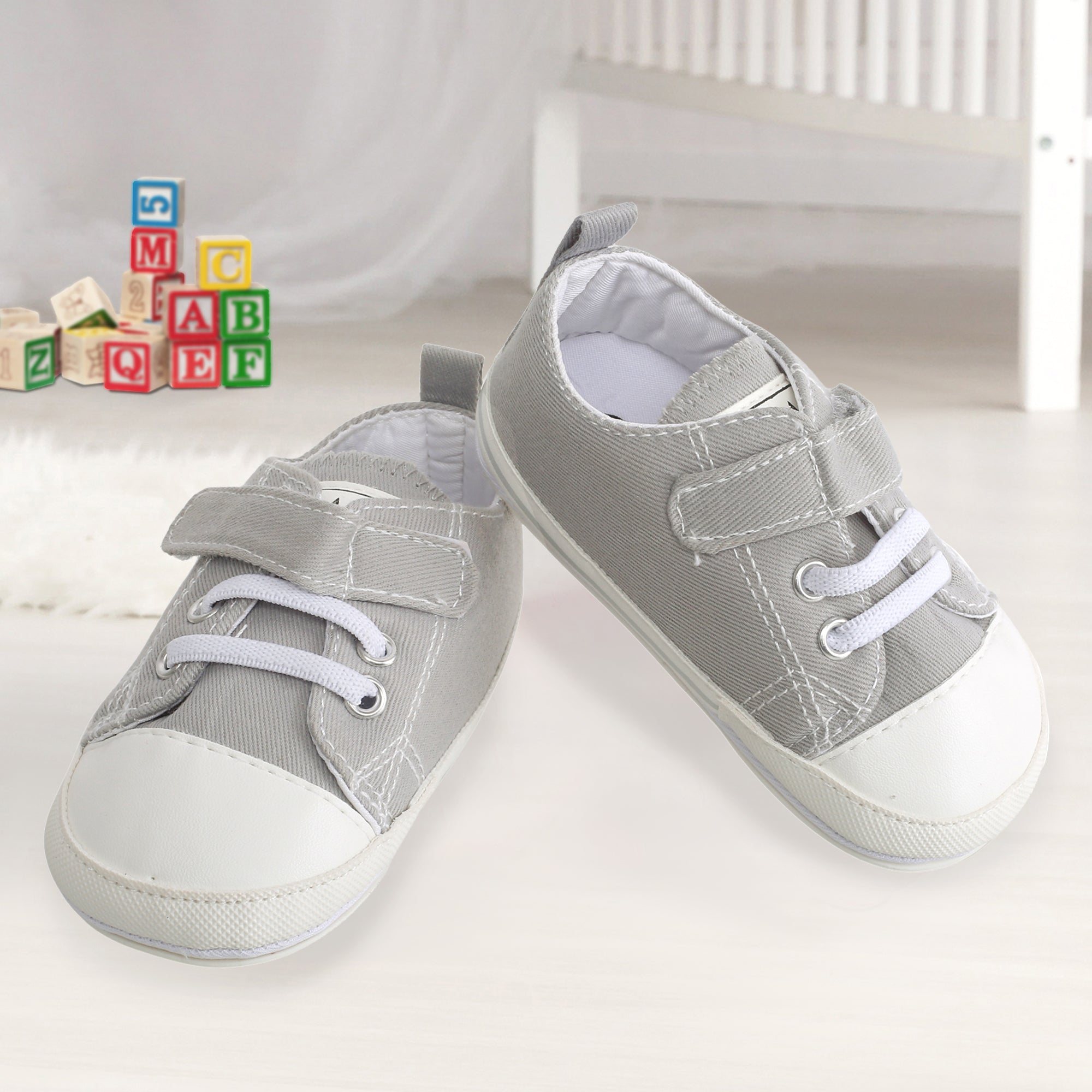 Baby Moo Grey Velcro Sneakers - Baby Moo