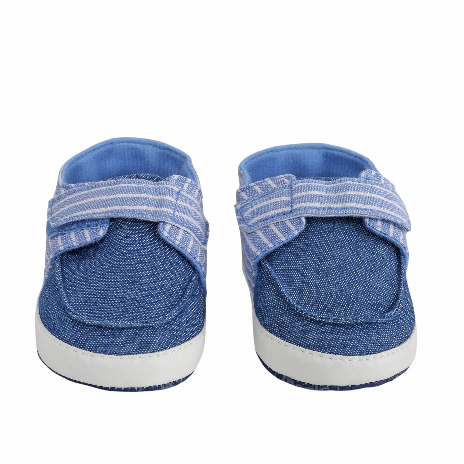 Baby Moo Striped Blue Velcro Booties - Baby Moo